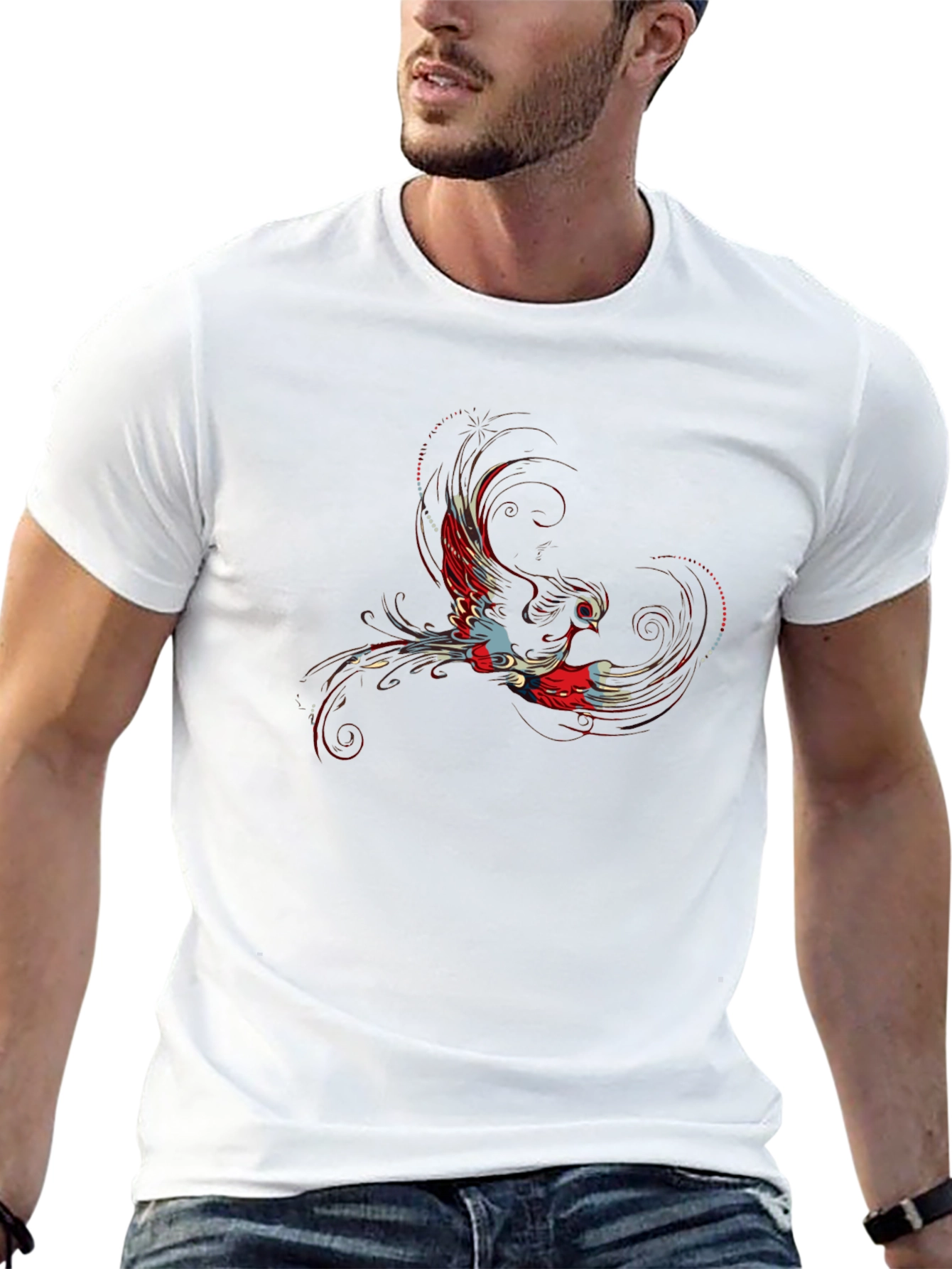 Phoenix Graphic Print Black T-Shirt