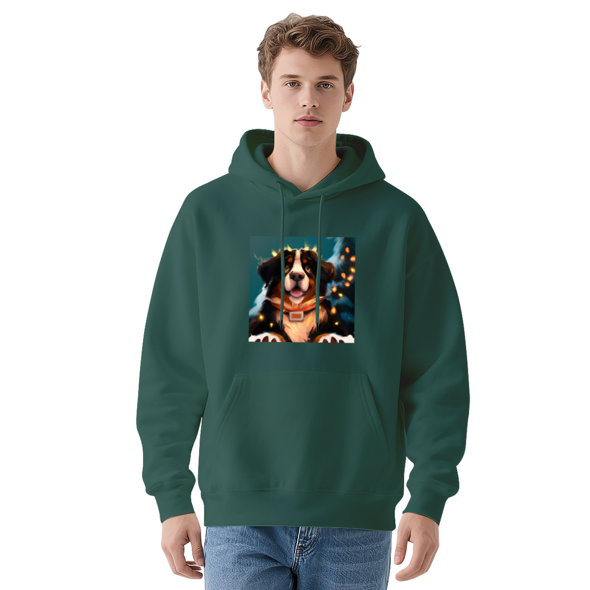Bernese Mountain Dog Fantasy Digital Art Graphic Hoodie - Dog Lover Pullover Sweatshirt