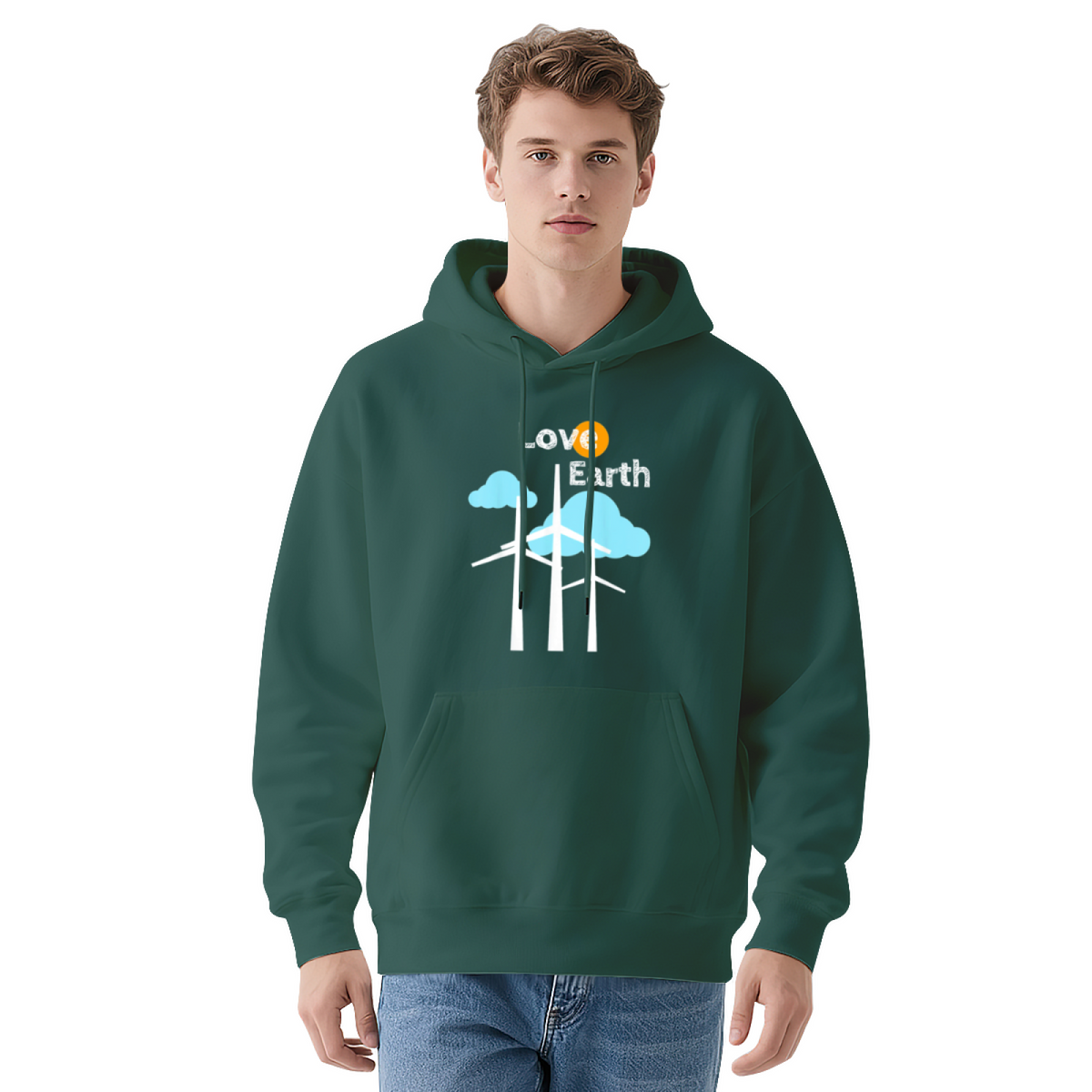 Wind Turbine Renewable Energy Graphic Hoodie - Green Energy Lover Pullover