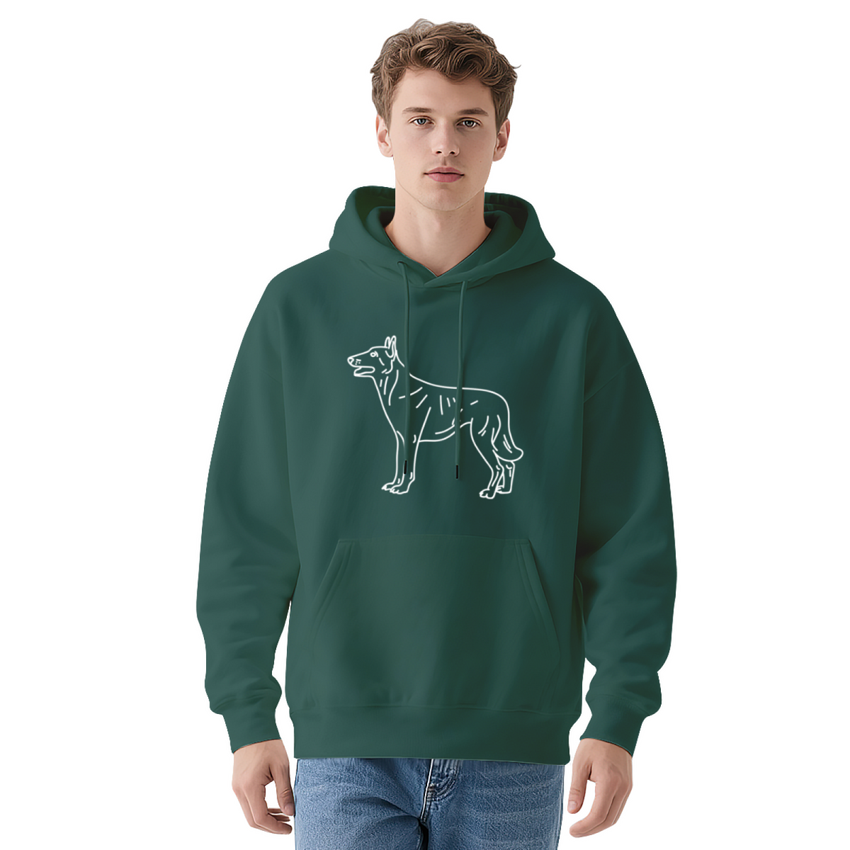 Minimalist Dog Line Art Silhouette Graphic Hoodie - Dog Owner Pullover Sweatshirt