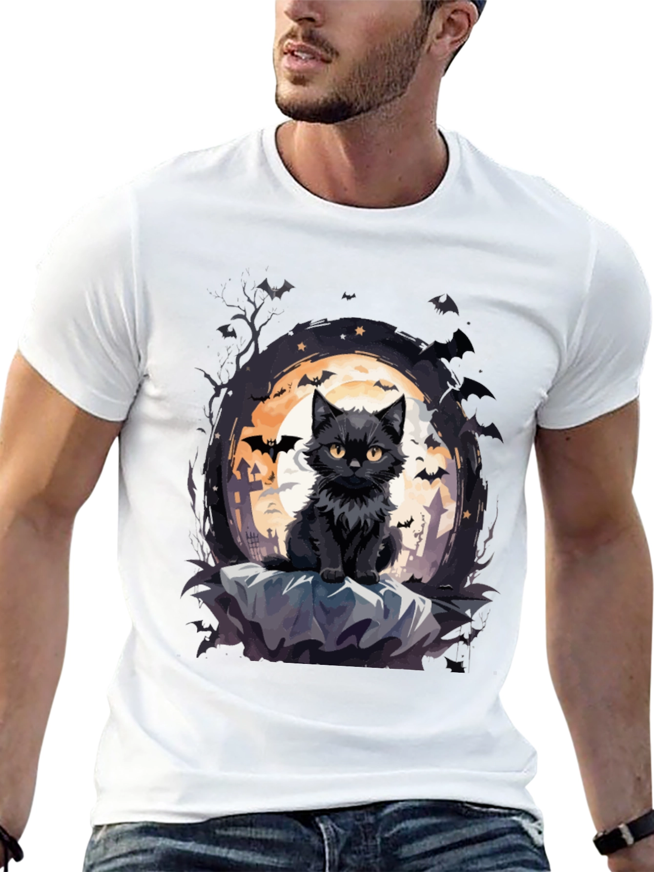 Halloween Black Cat T-Shirt - Spooky Season