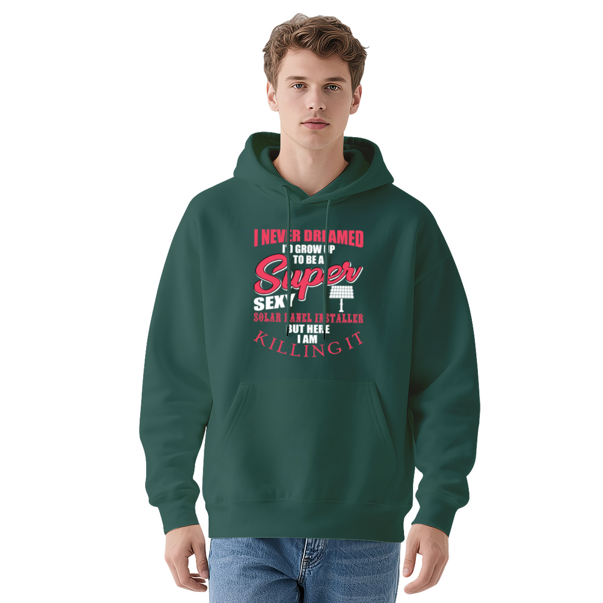 Funny Solar Panel Installer Graphic Hoodie - Green Energy Humor Pullover