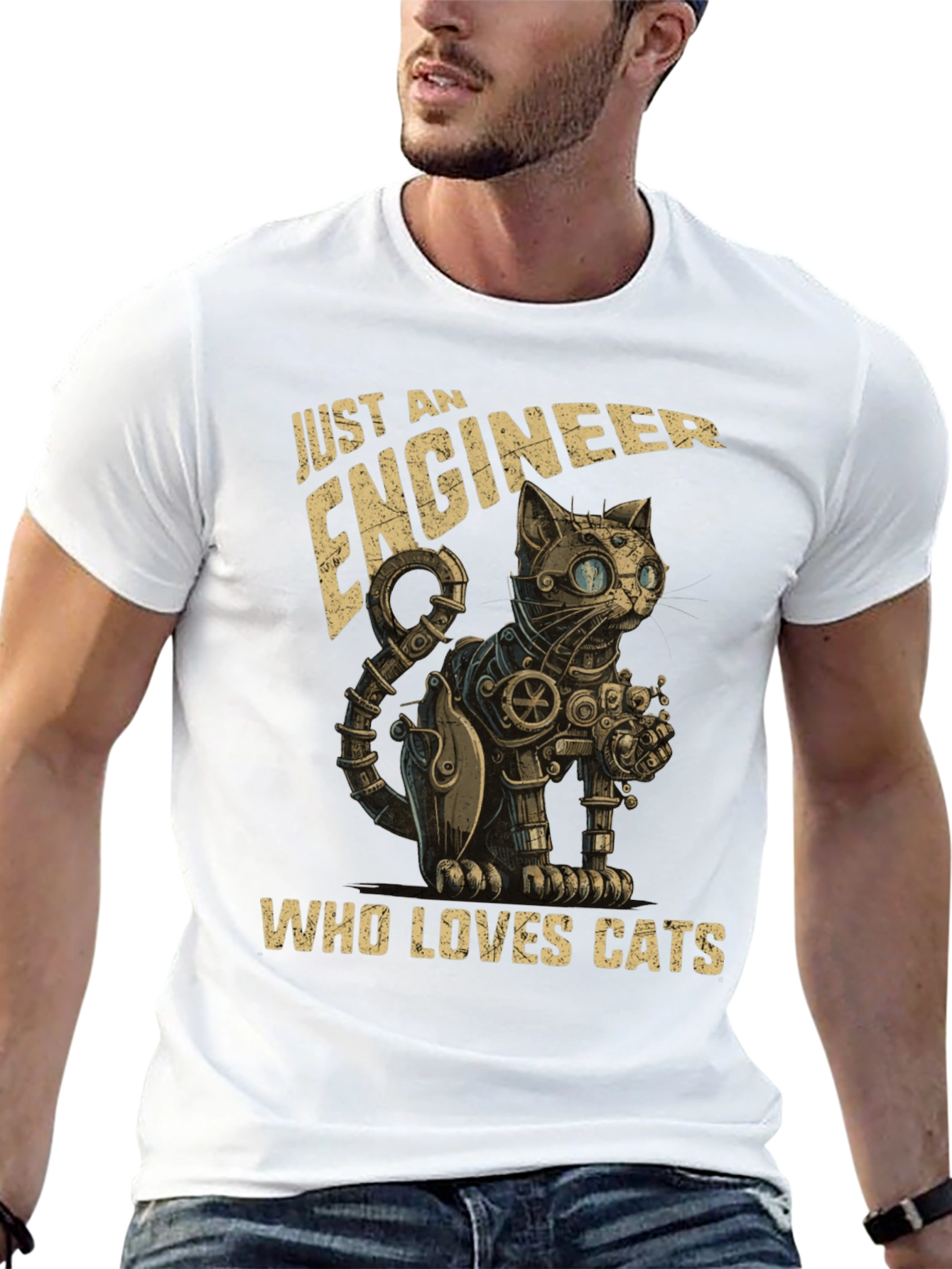 Engineer Cat Lover T-Shirt - Steampunk Style