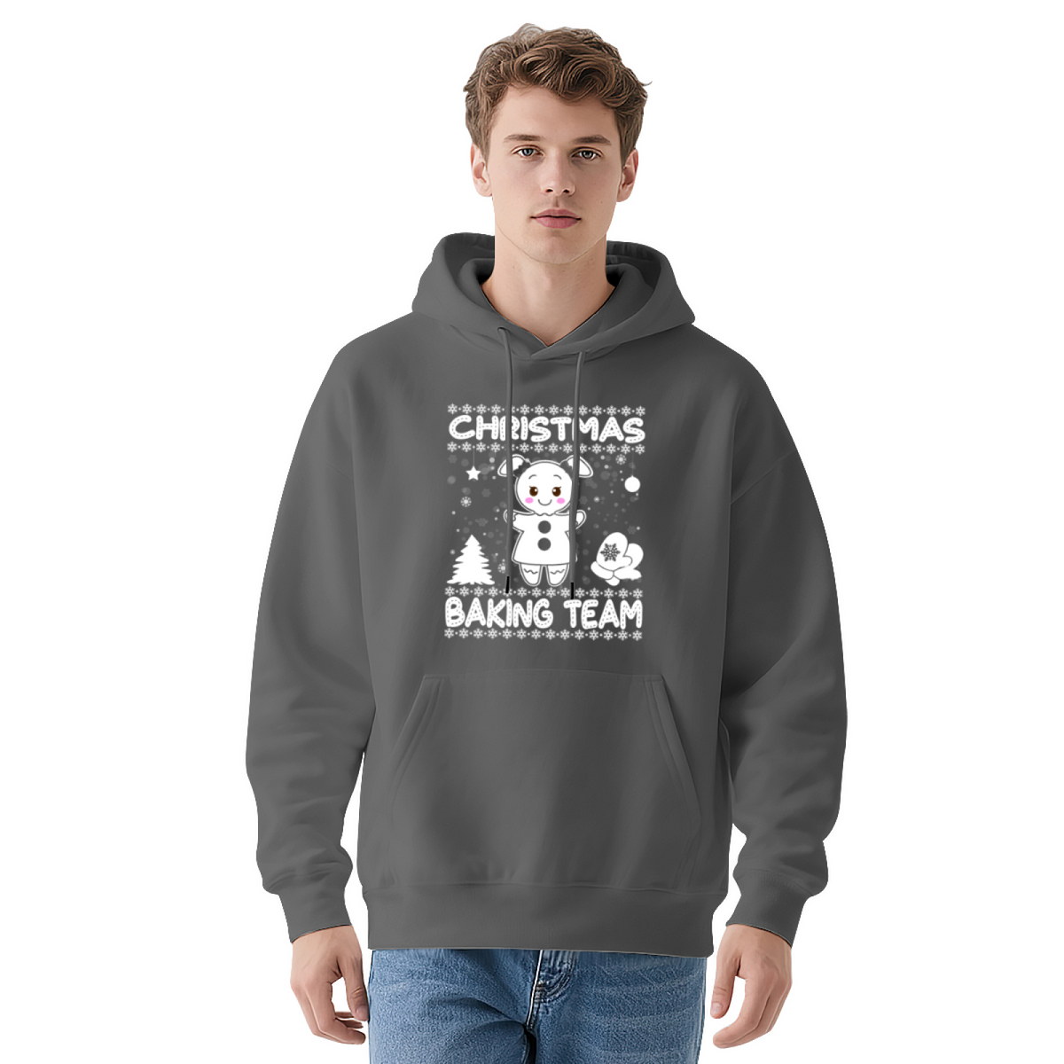 Cute Cat in Snowman Costume Christmas Graphic Hoodie - Holiday Cat Lover Pullover