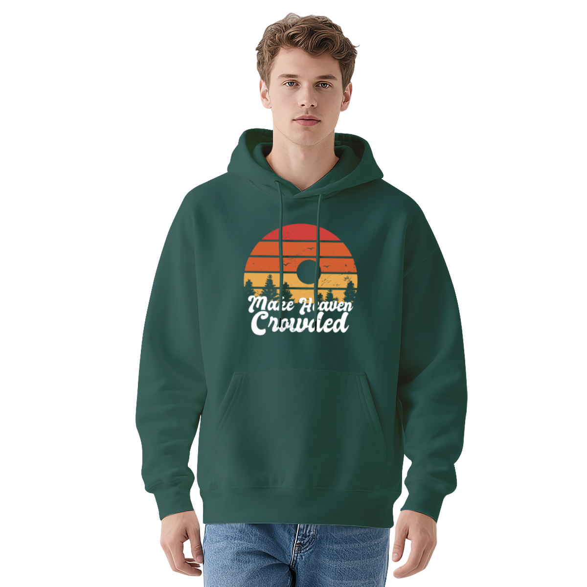 Retro Sunset Bird Silhouette Vintage Graphic Hoodie - Nature Aesthetic Pullover