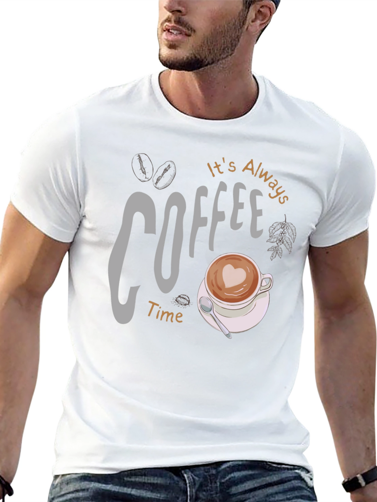 Coffee Time Graphic Tee - Black Casual Shirt