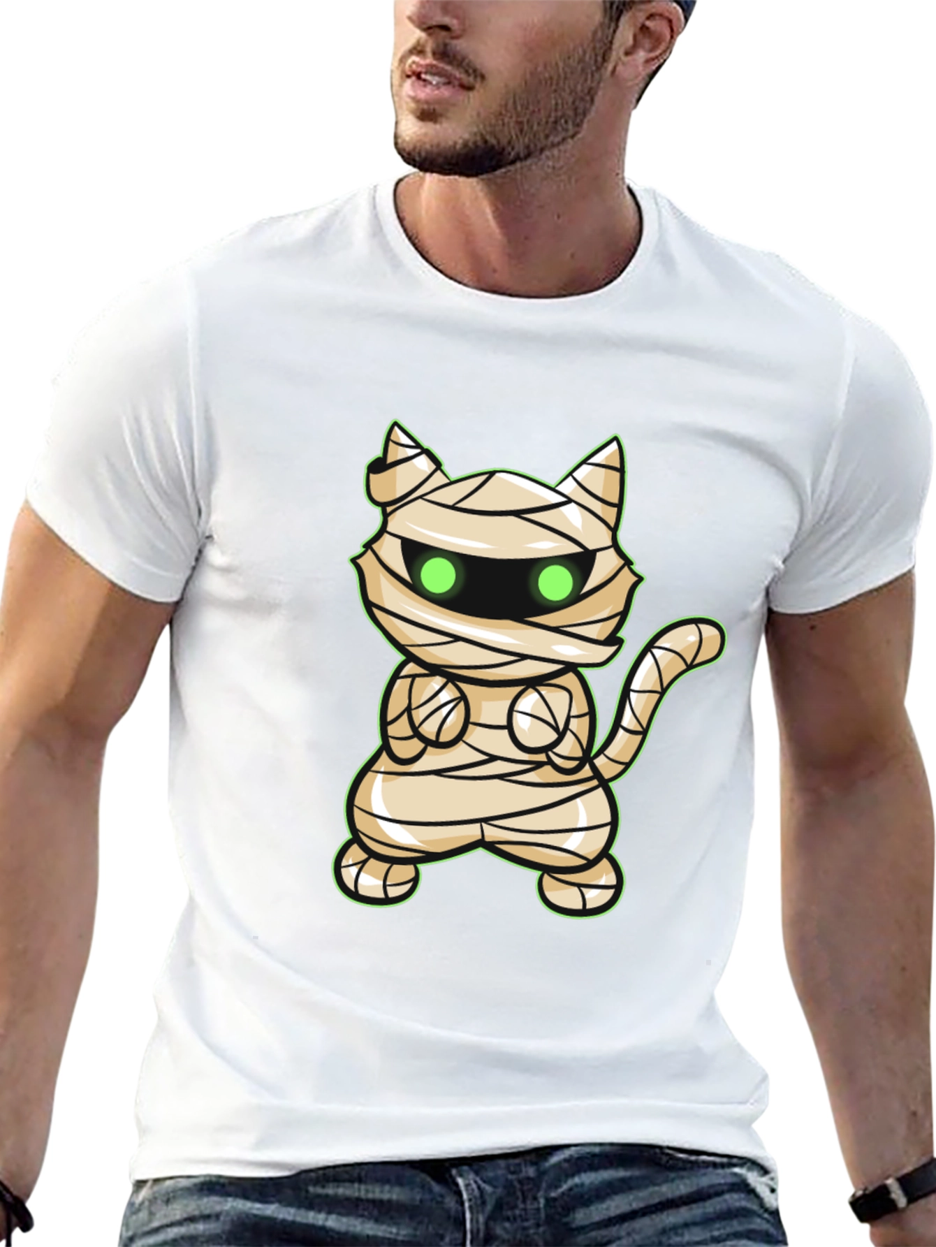 Mummy Cat Halloween T-Shirt - Cute Graphic Tee