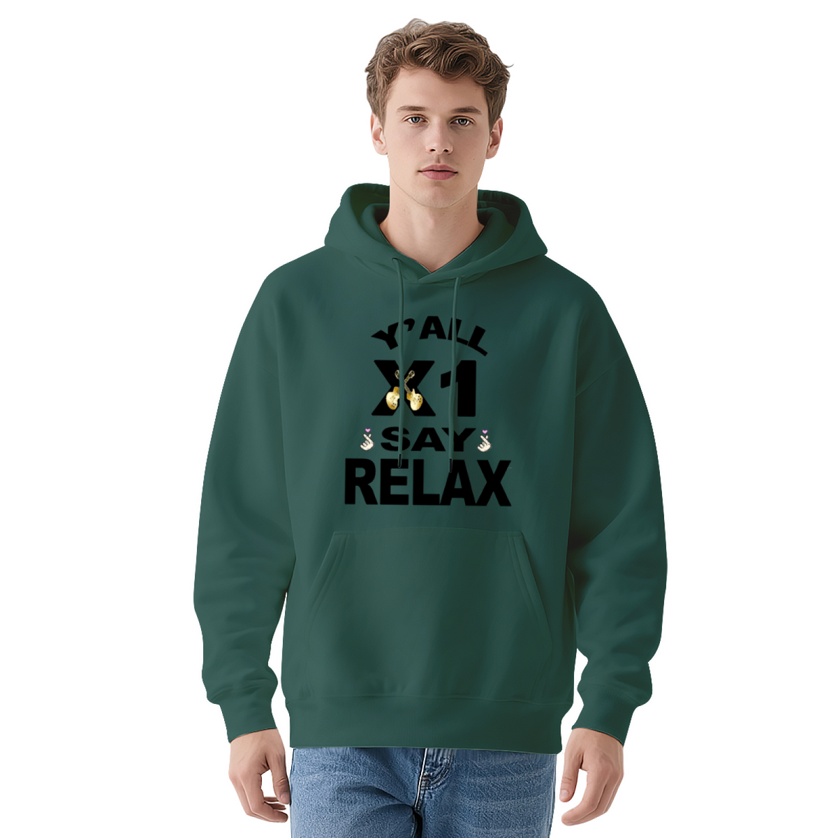 Love & Hearts & Art & Crayon Print Hoodie - Comfortable Graphic Sweatshirt, Great Gift Idea for Men & Women