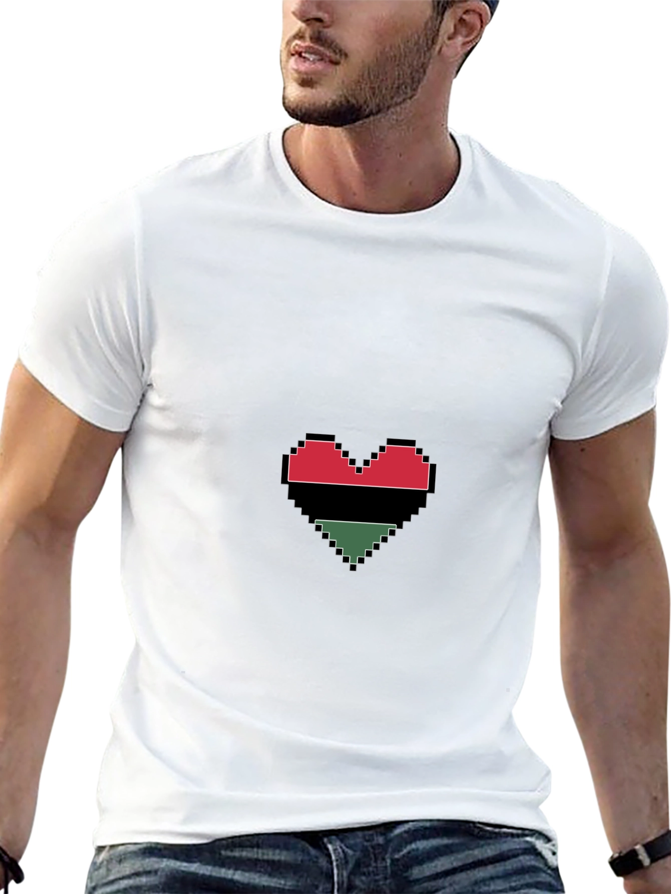 Pixel Heart Graphic Tee - Black Cotton Blend