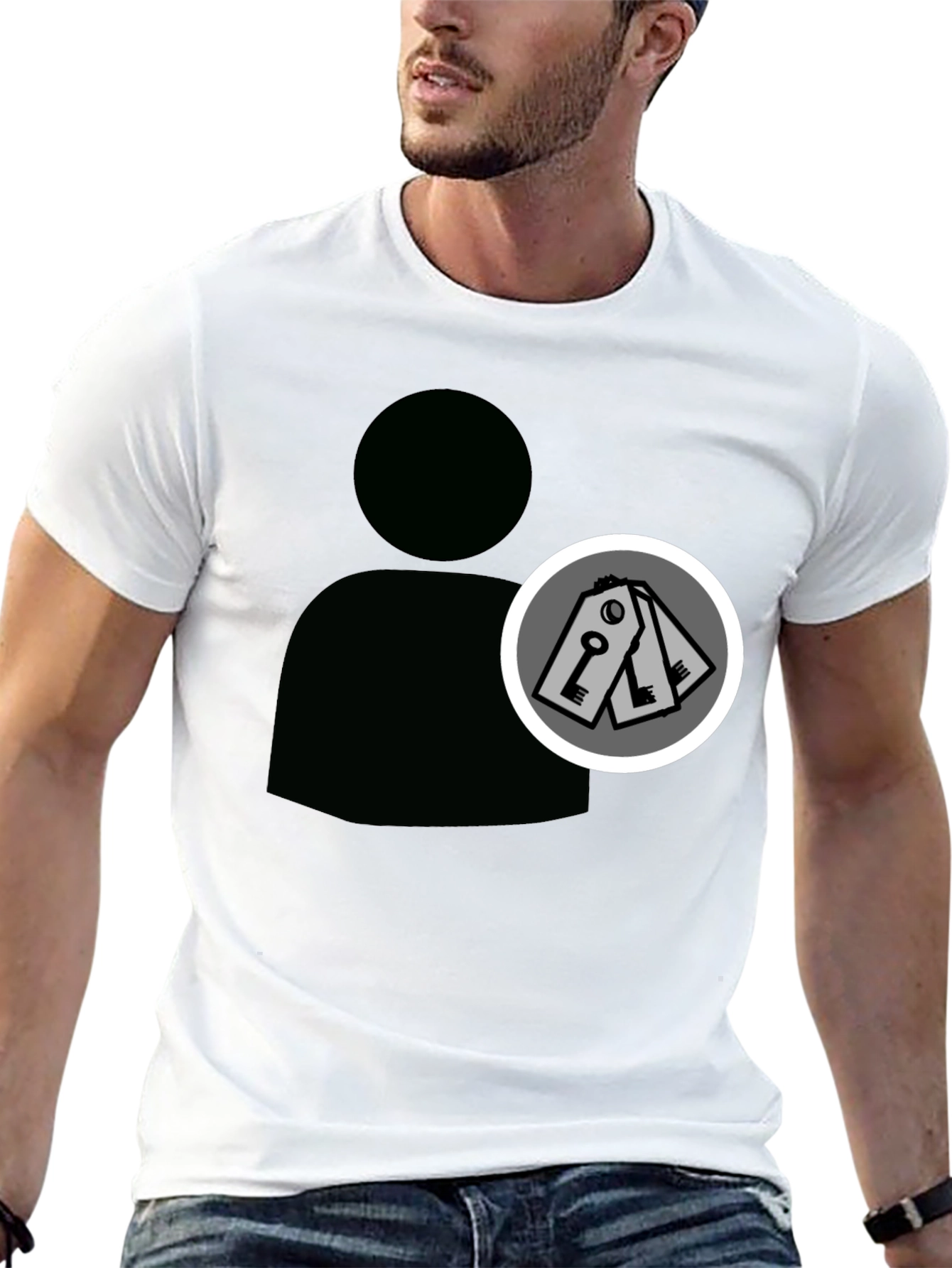 Abstract Keys Graphic Print Black T-Shirt