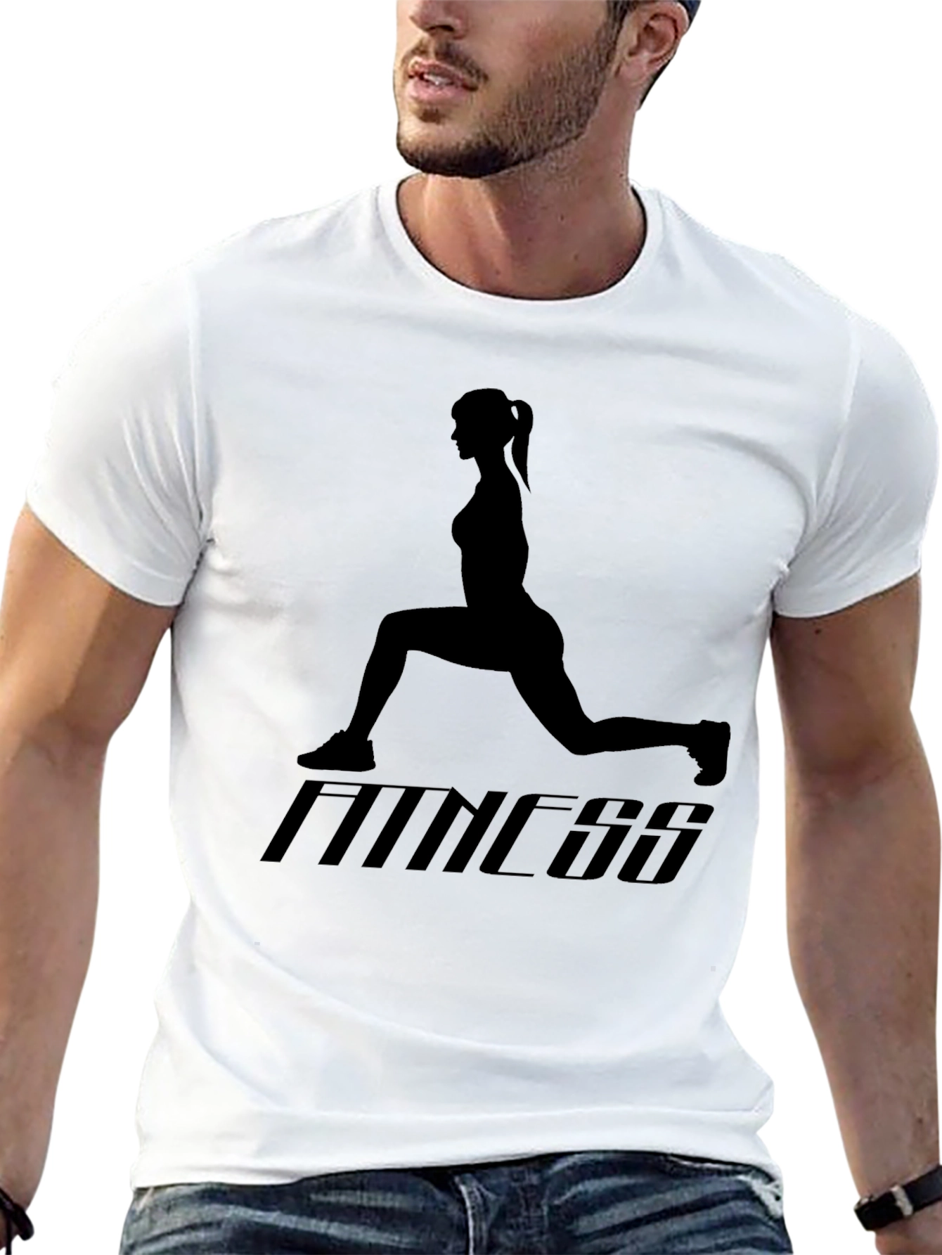 Fitness Graphic Tee - Exercise Silhouette T-Shirt