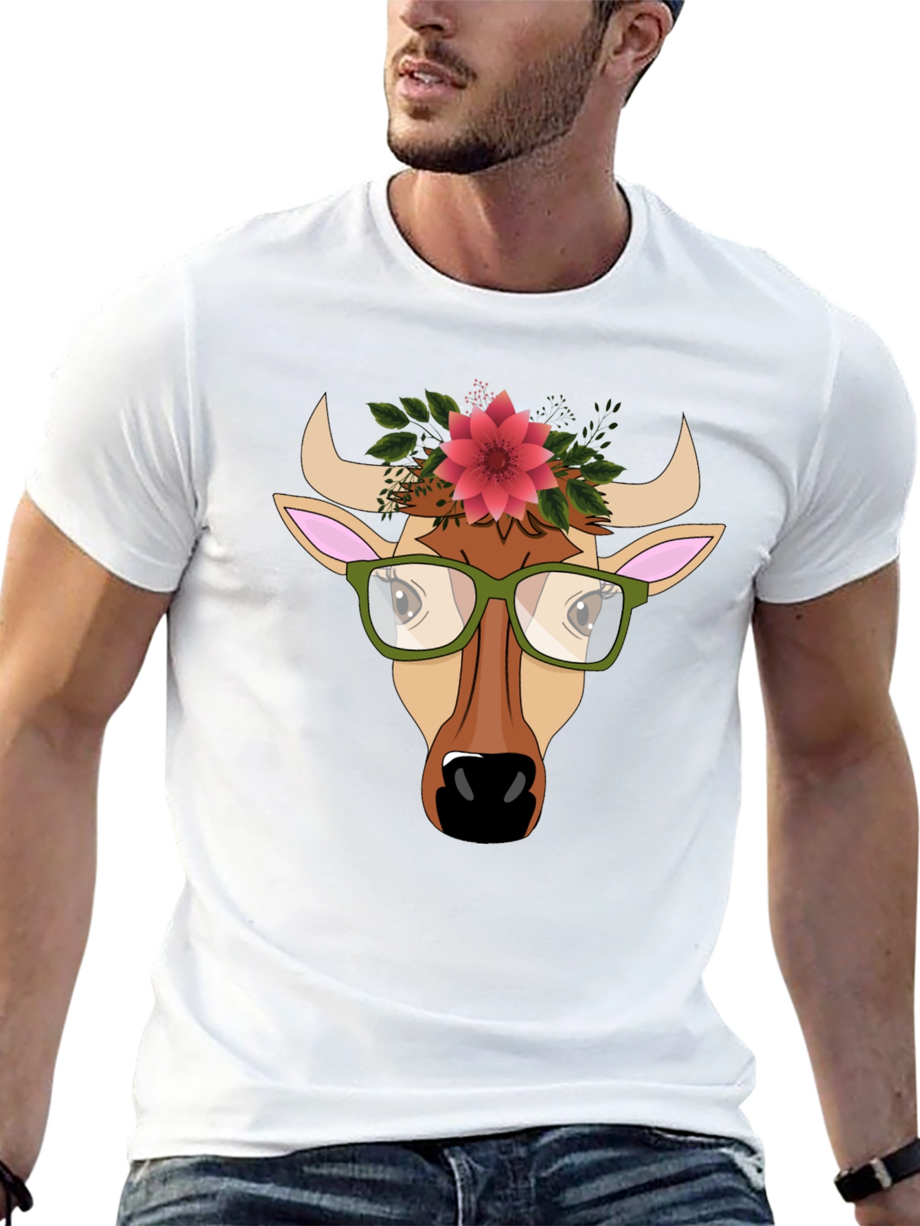 Cow with Flower Crown Graphic Tee