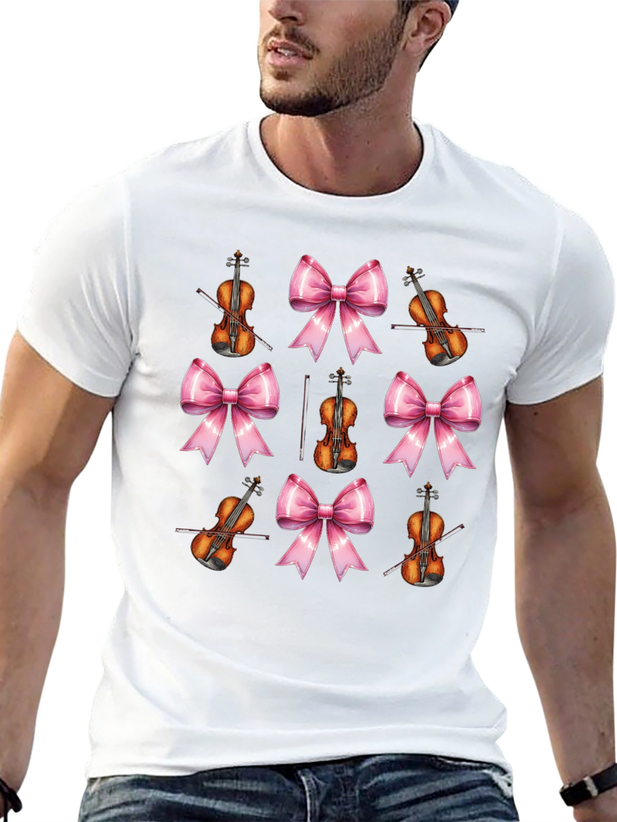 Violin & Bows Patterned Black T-Shirt