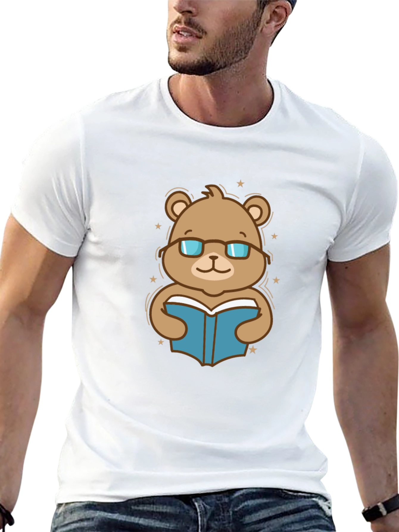 Bookish Bear Graphic Tee - Black Cotton