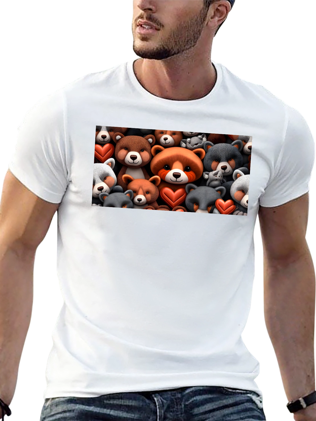 Bear Heart T-Shirt - Cute Cartoon Animal Tee