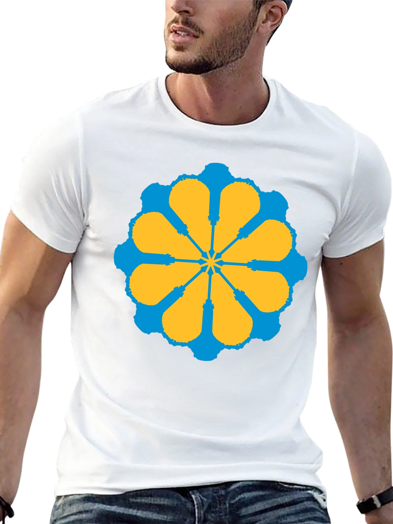 Geometric Flower Graphic Tee - Stylish Black T-Shirt