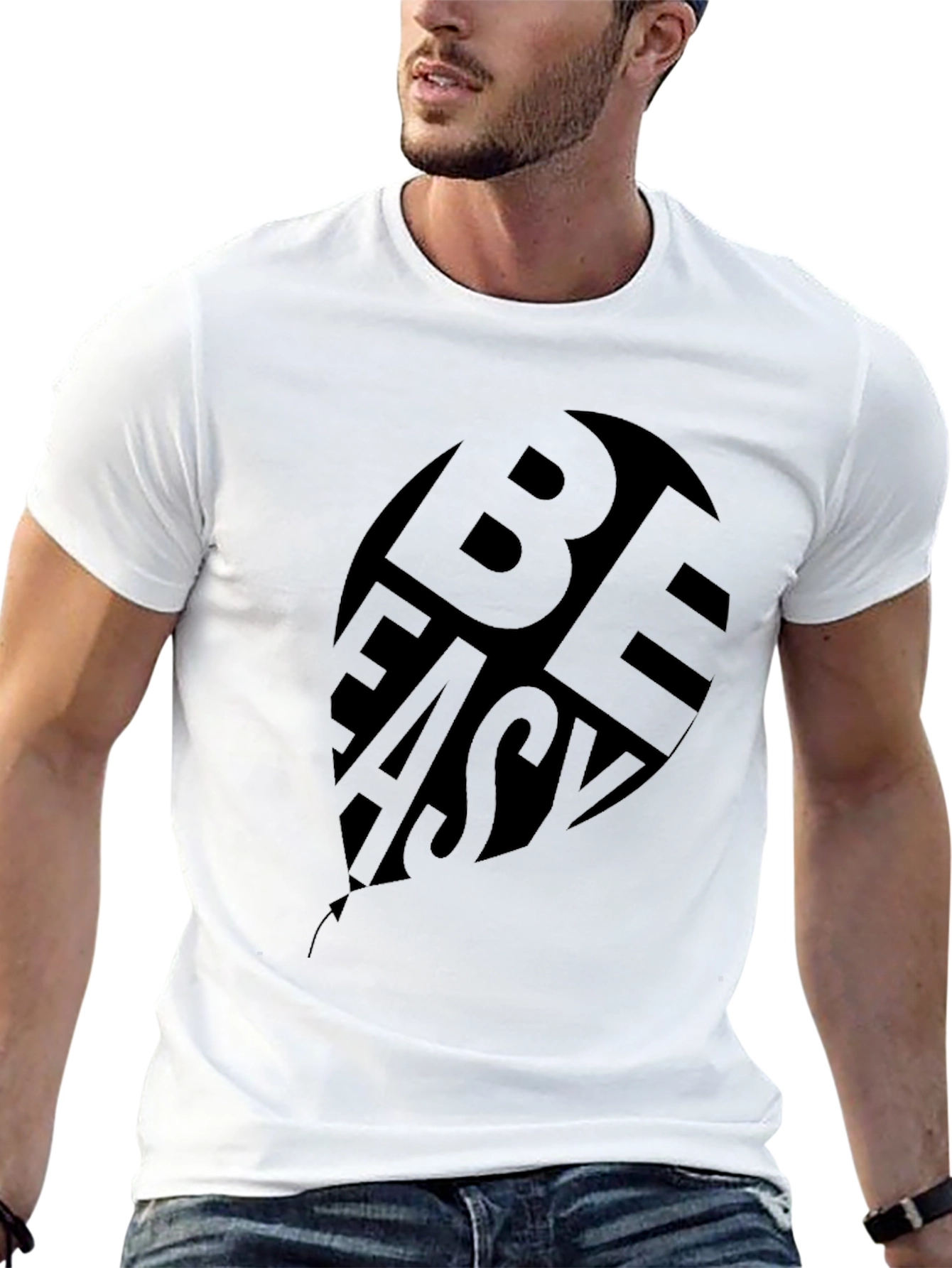 Be Easy Black Graphic Print T-Shirt