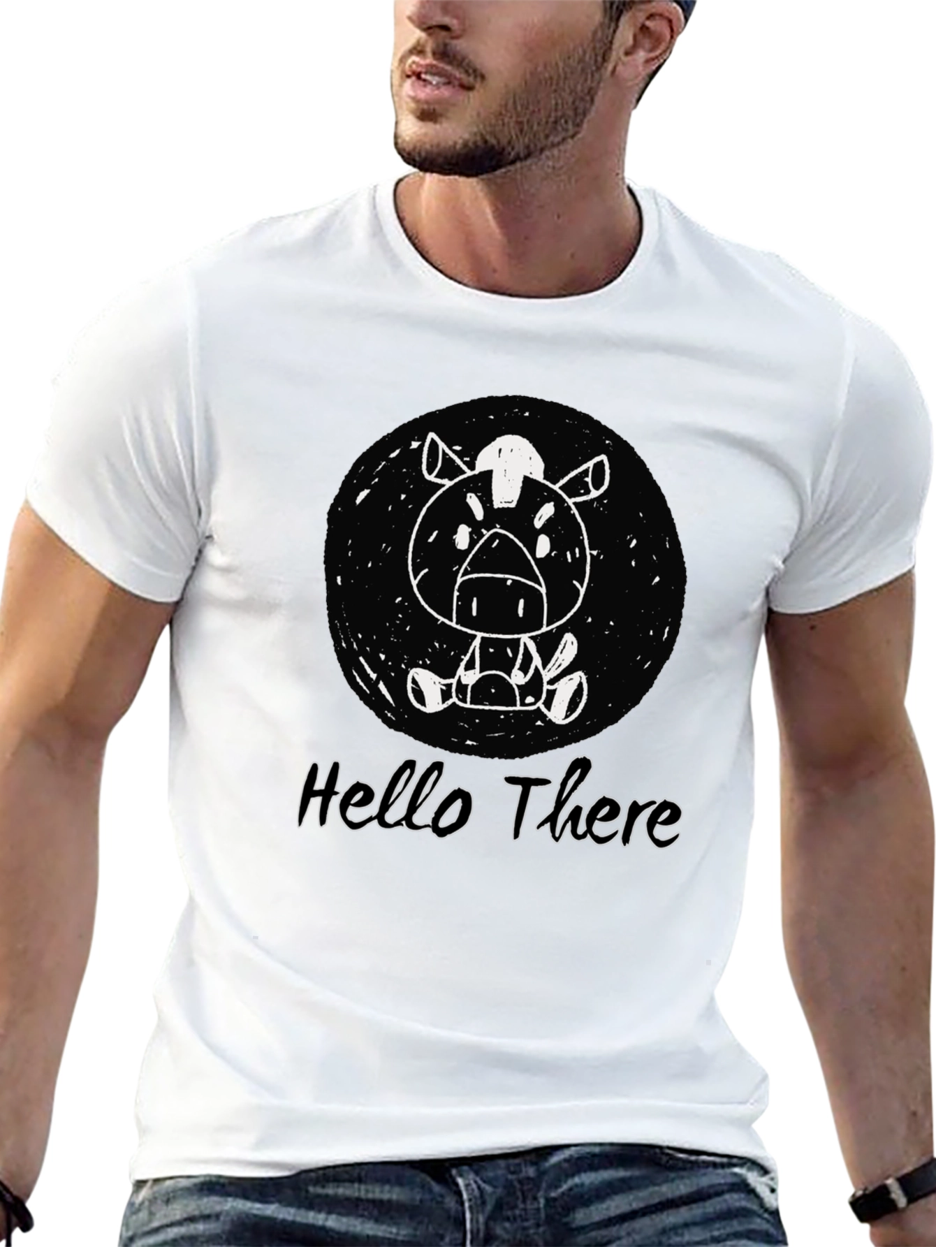 Cartoon Horse Black T-Shirt - Hello There Design