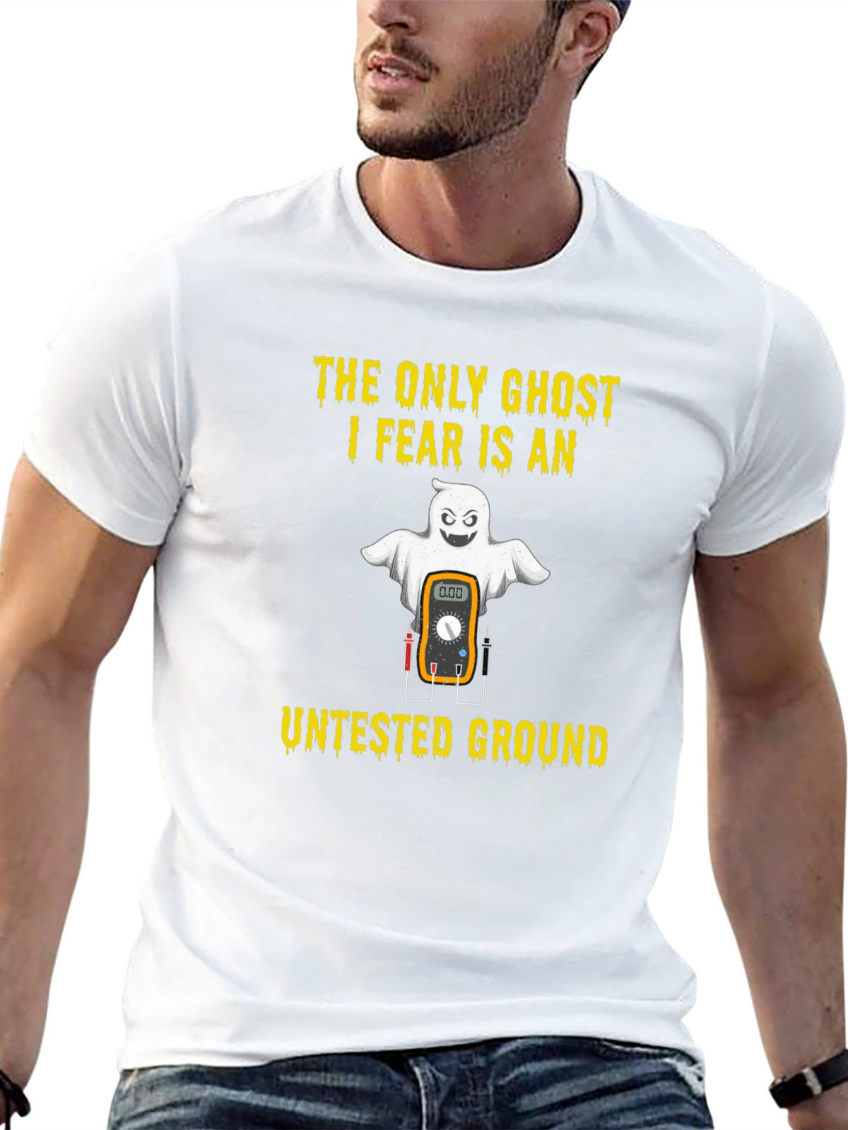 Electrician Halloween Ghost Untested Ground T-Shirt