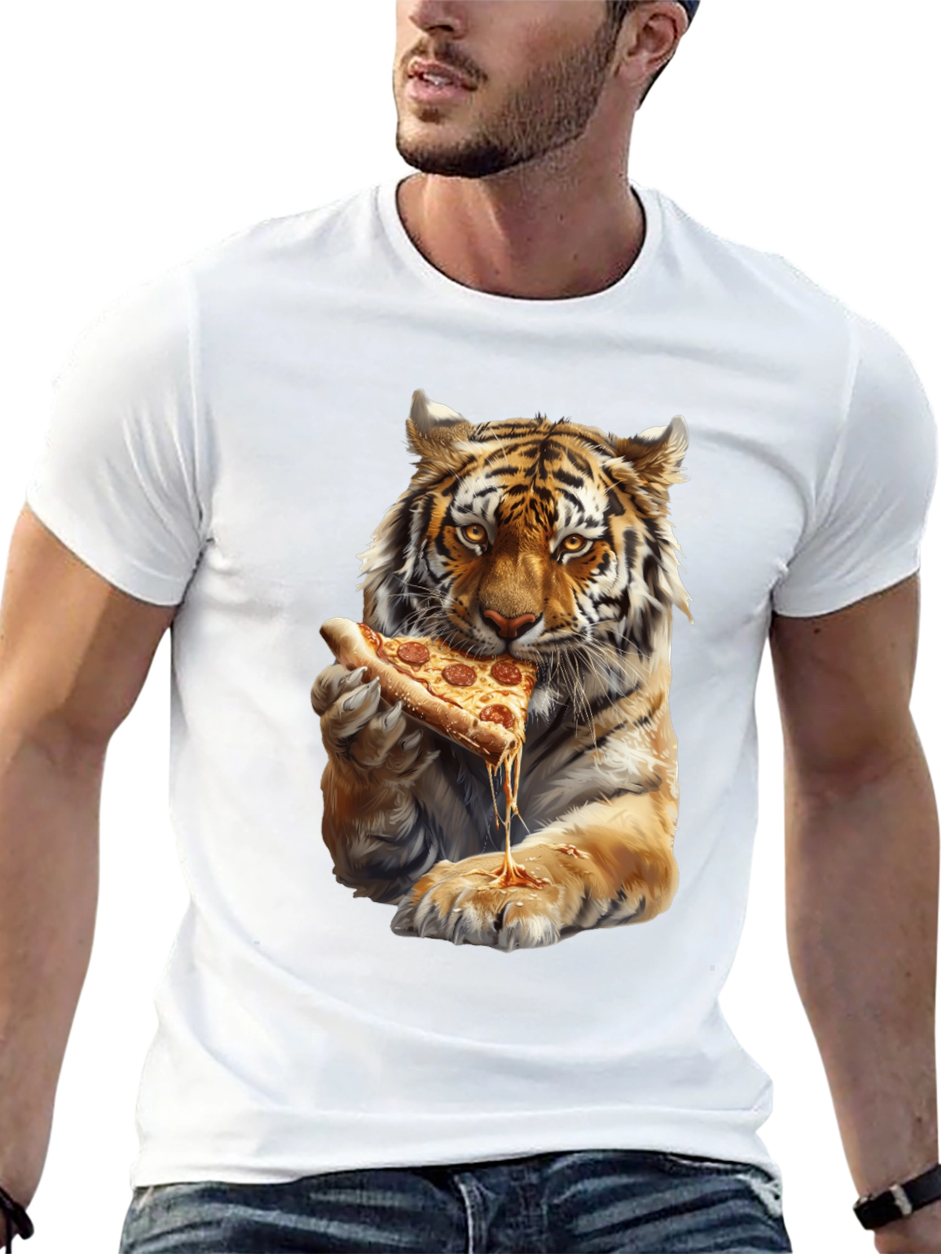 Tiger Eating Pizza Graphic Tee