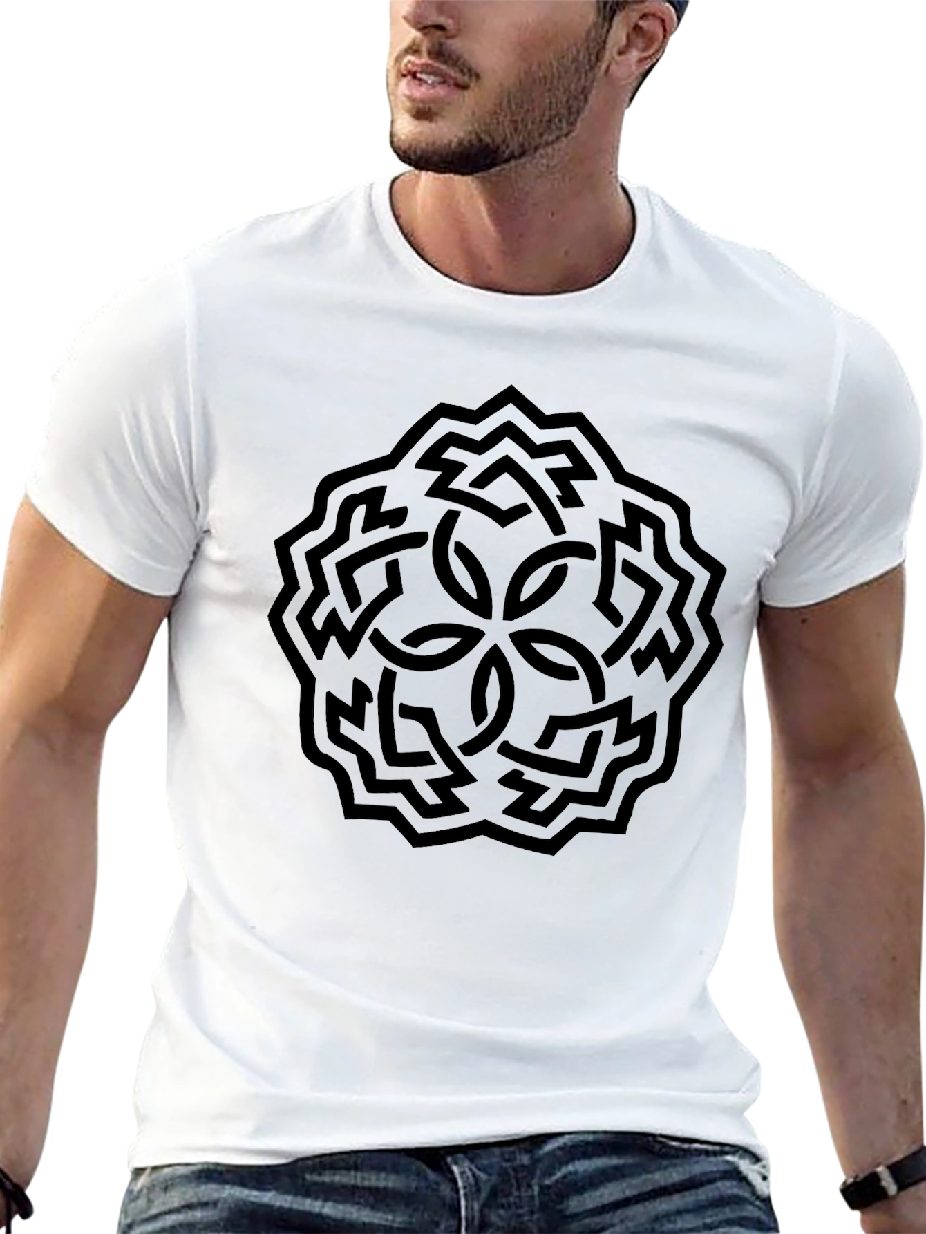 Black Celtic Knot T-Shirt: Stylish Geometric Design