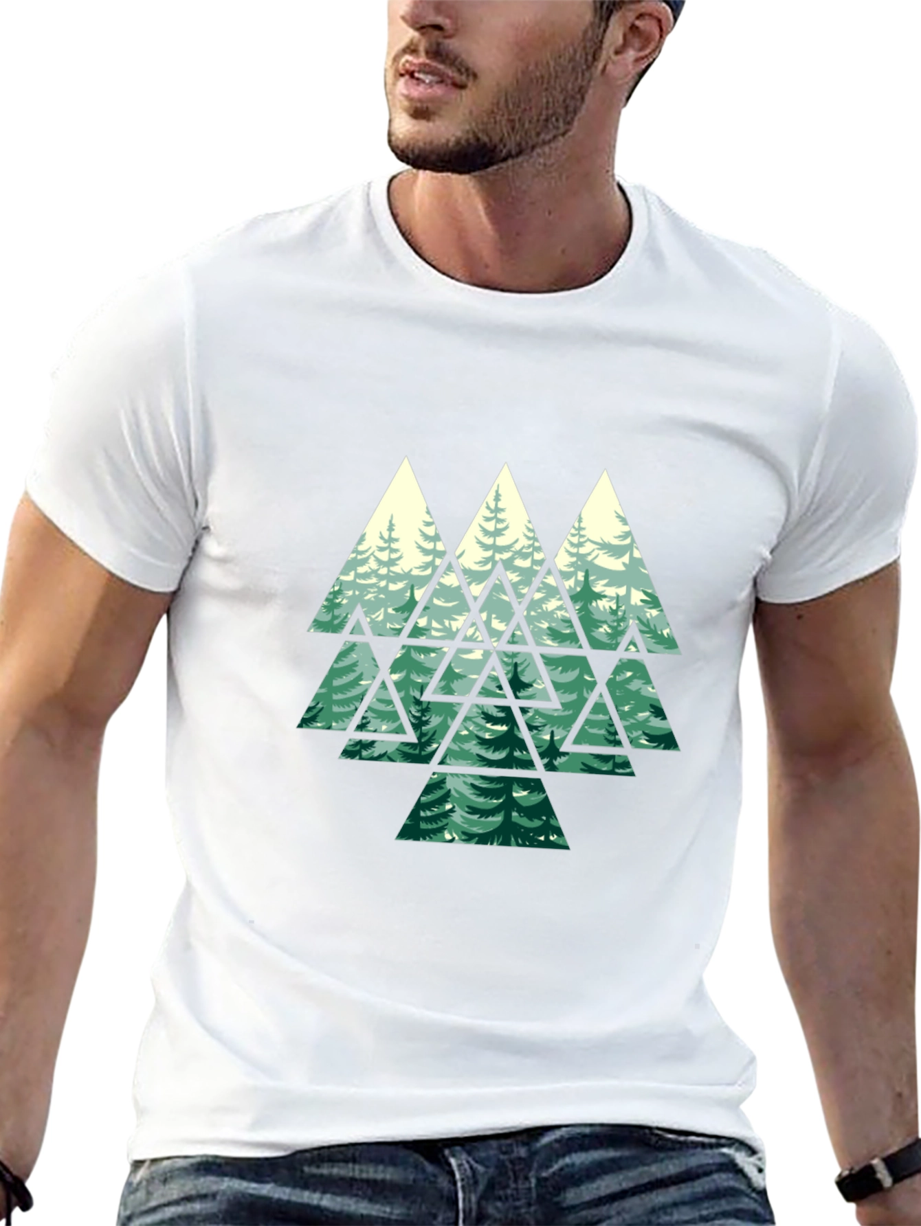 Geometric Forest Graphic Tee - Mens Black T-Shirt