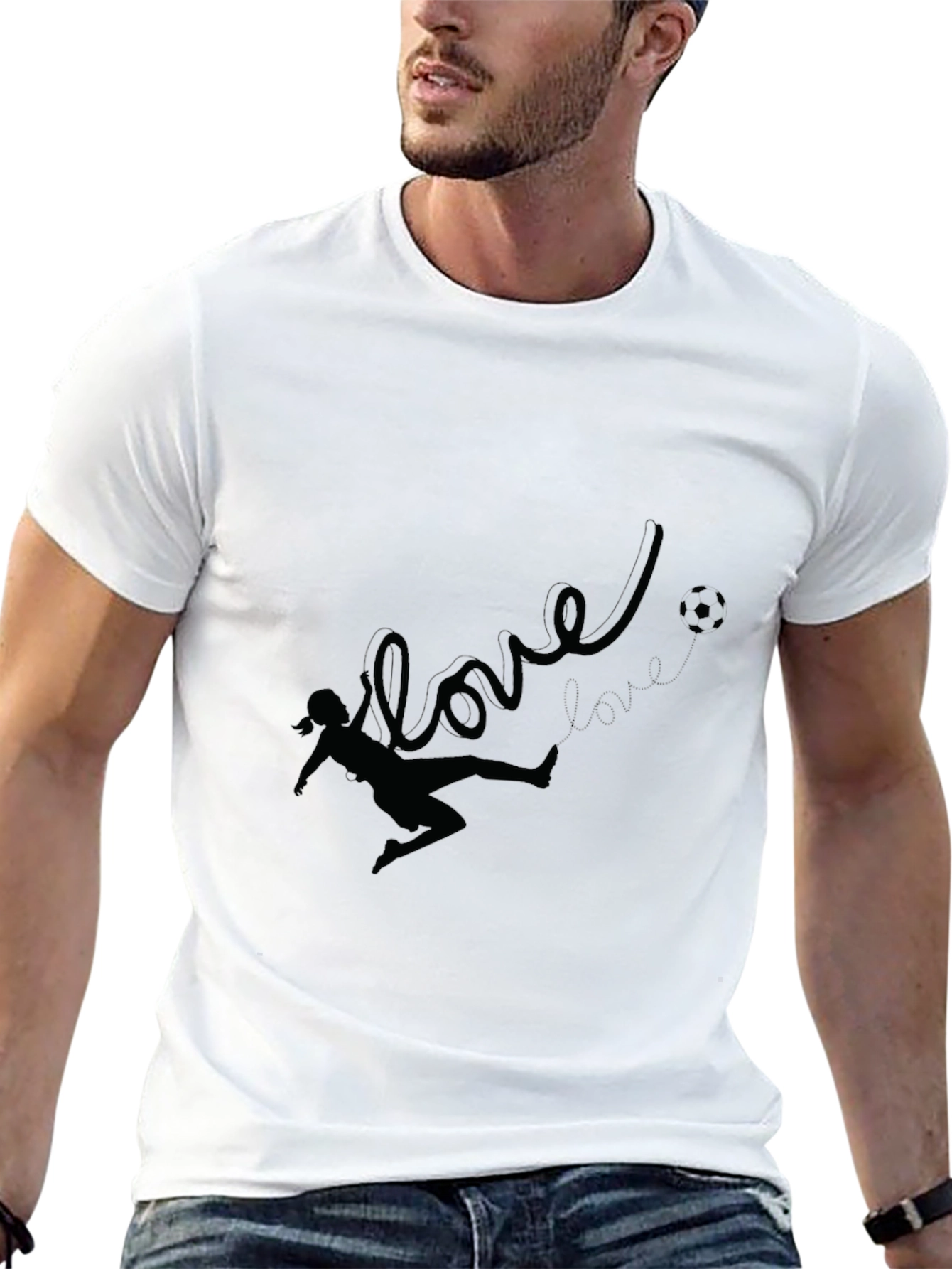Love Soccer Black T-Shirt for Women