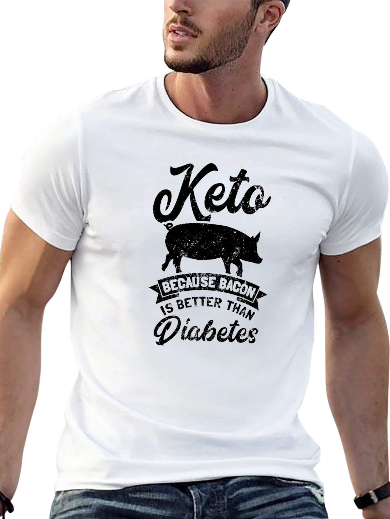Keto Bacon Better Than Diabetes Pig Graphic Tee