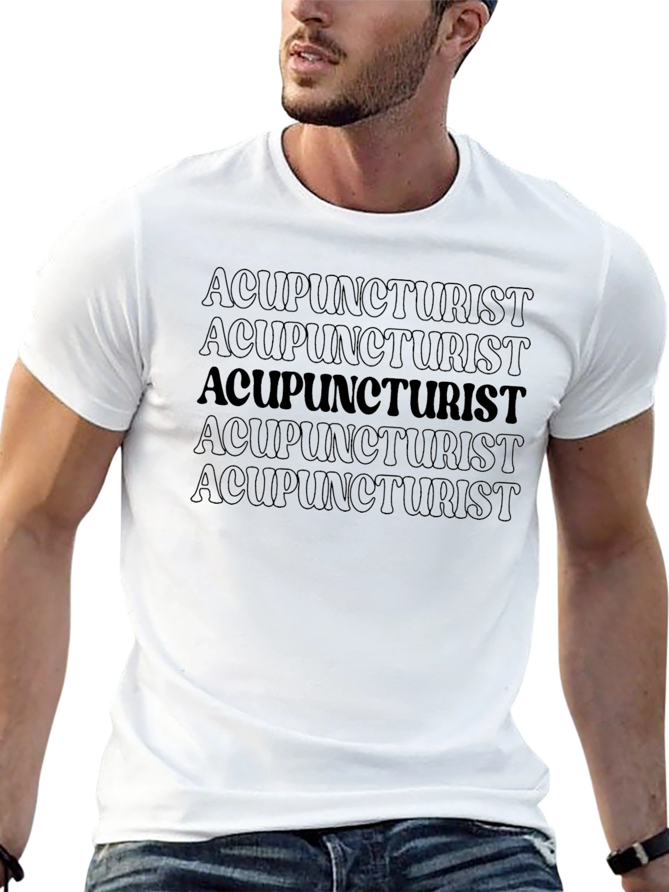 Acupuncturist Repeat Text Graphic T-Shirt