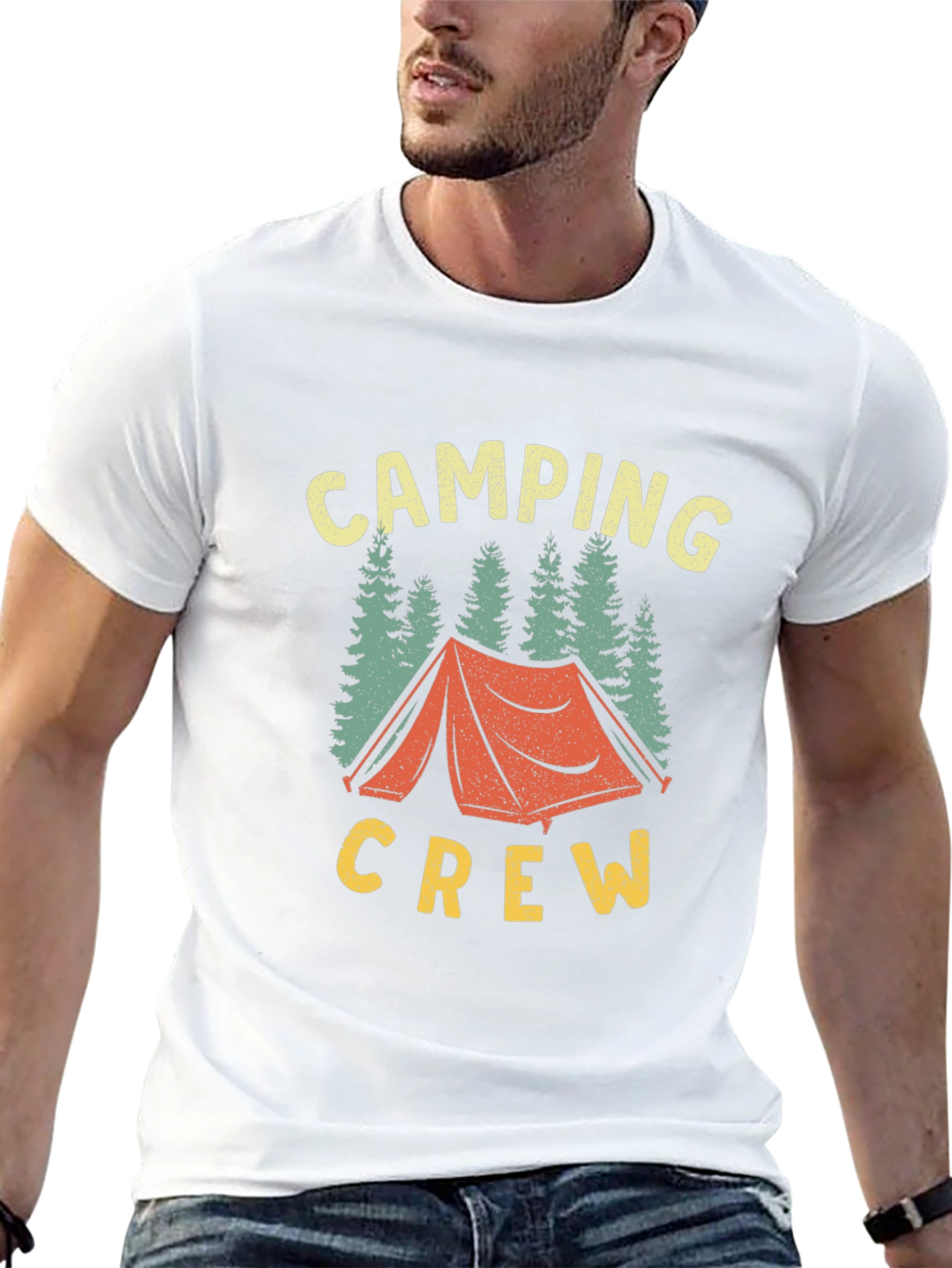 Camping Crew Graphic Tee - Black Cotton