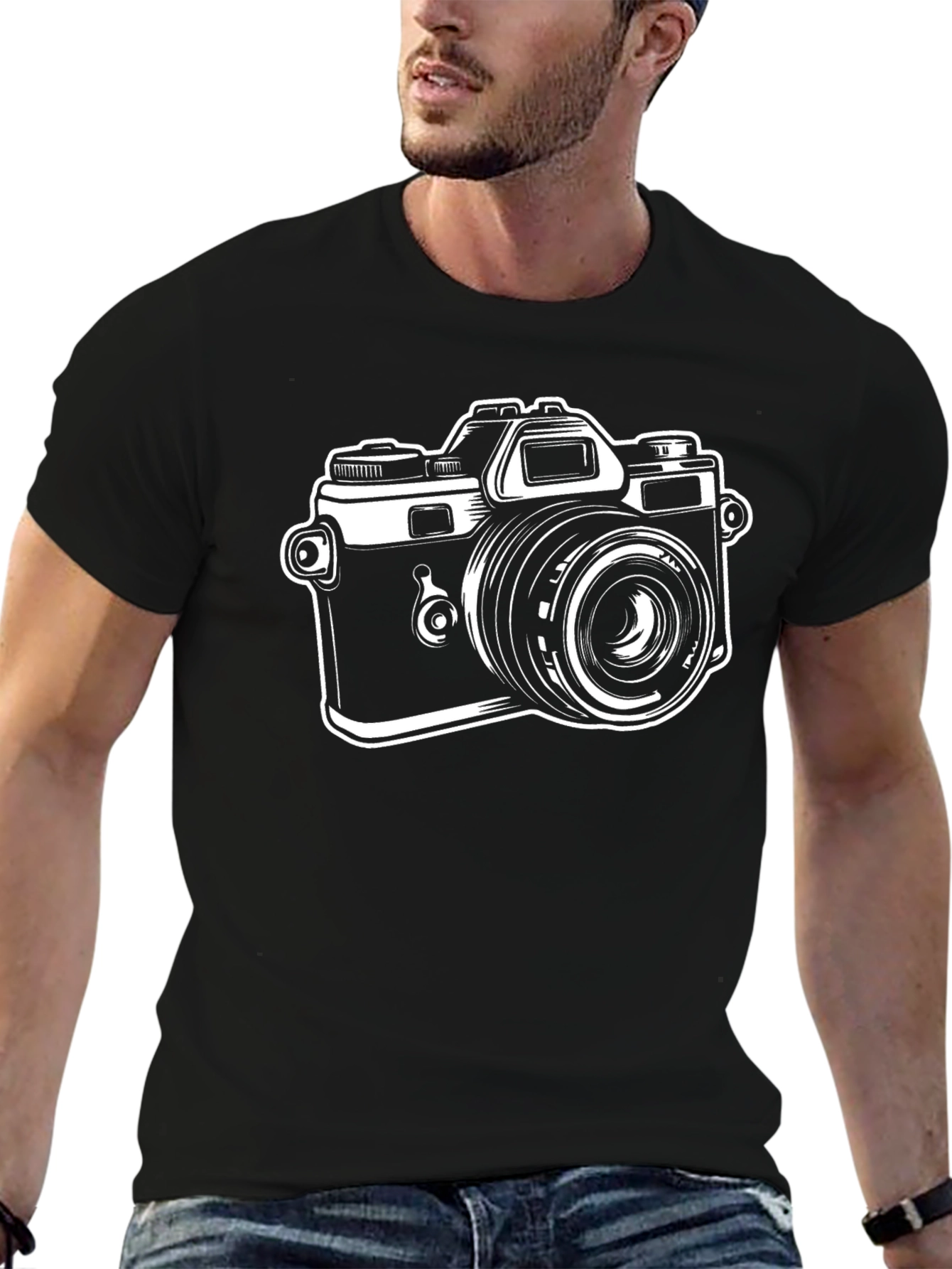 Retro Camera Graphic Tee - Classic Black T-Shirt