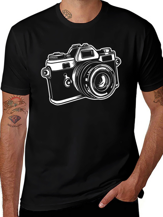 Retro Camera Graphic Tee - Classic Black T-Shirt