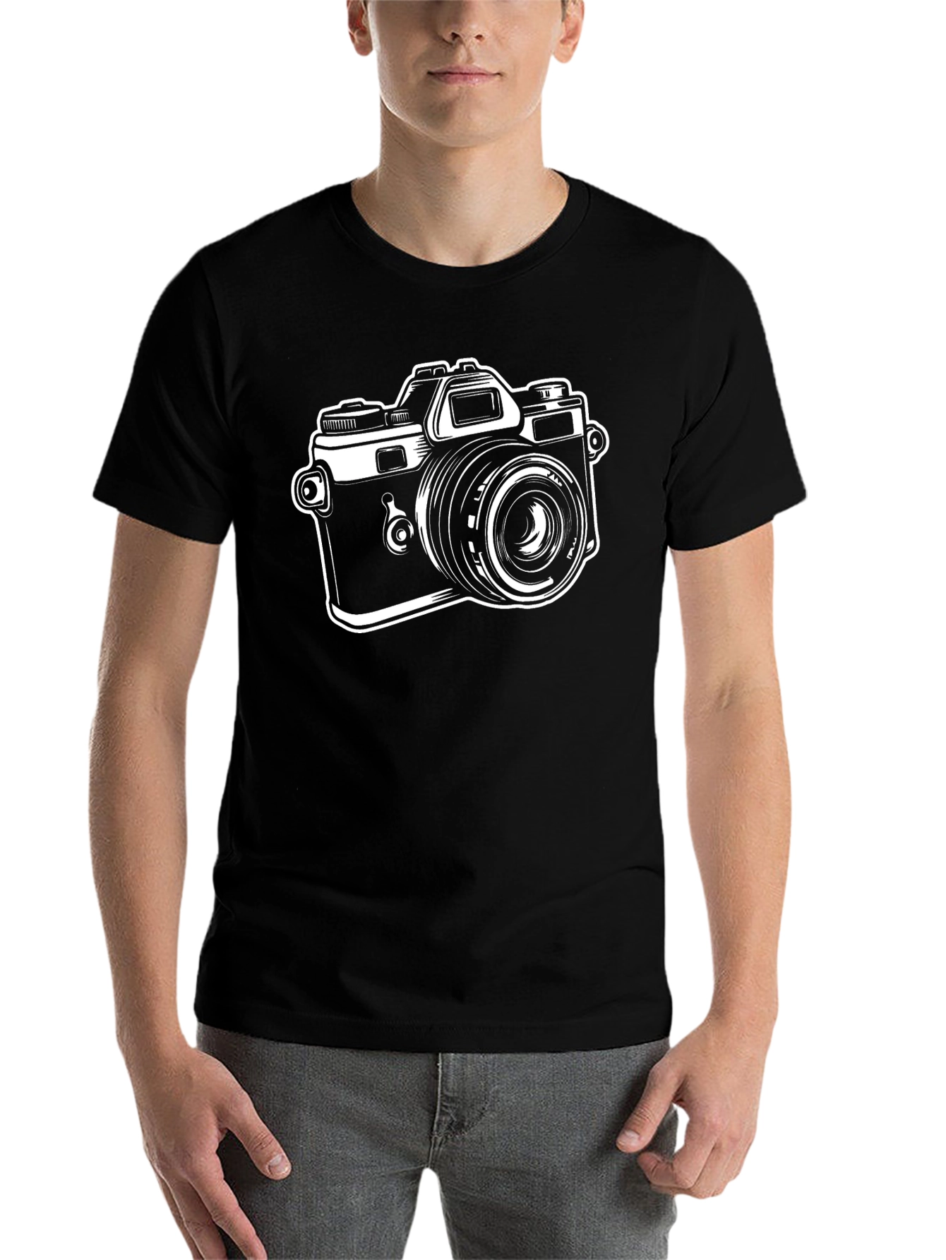 Retro Camera Graphic Tee - Classic Black T-Shirt