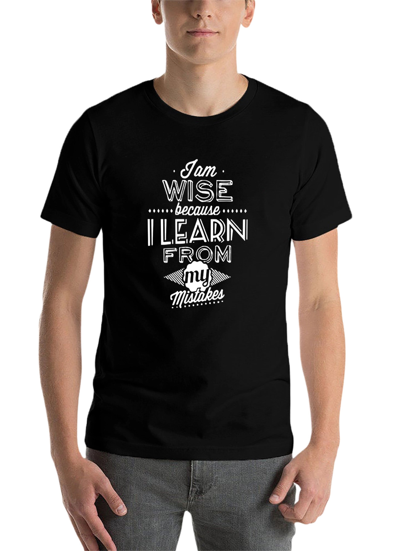 Wise Learn From Mistakes Black Graphic Tee