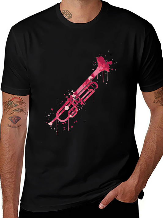 Trumpet Splatter Graphic T-Shirt - Cool Musical Tee