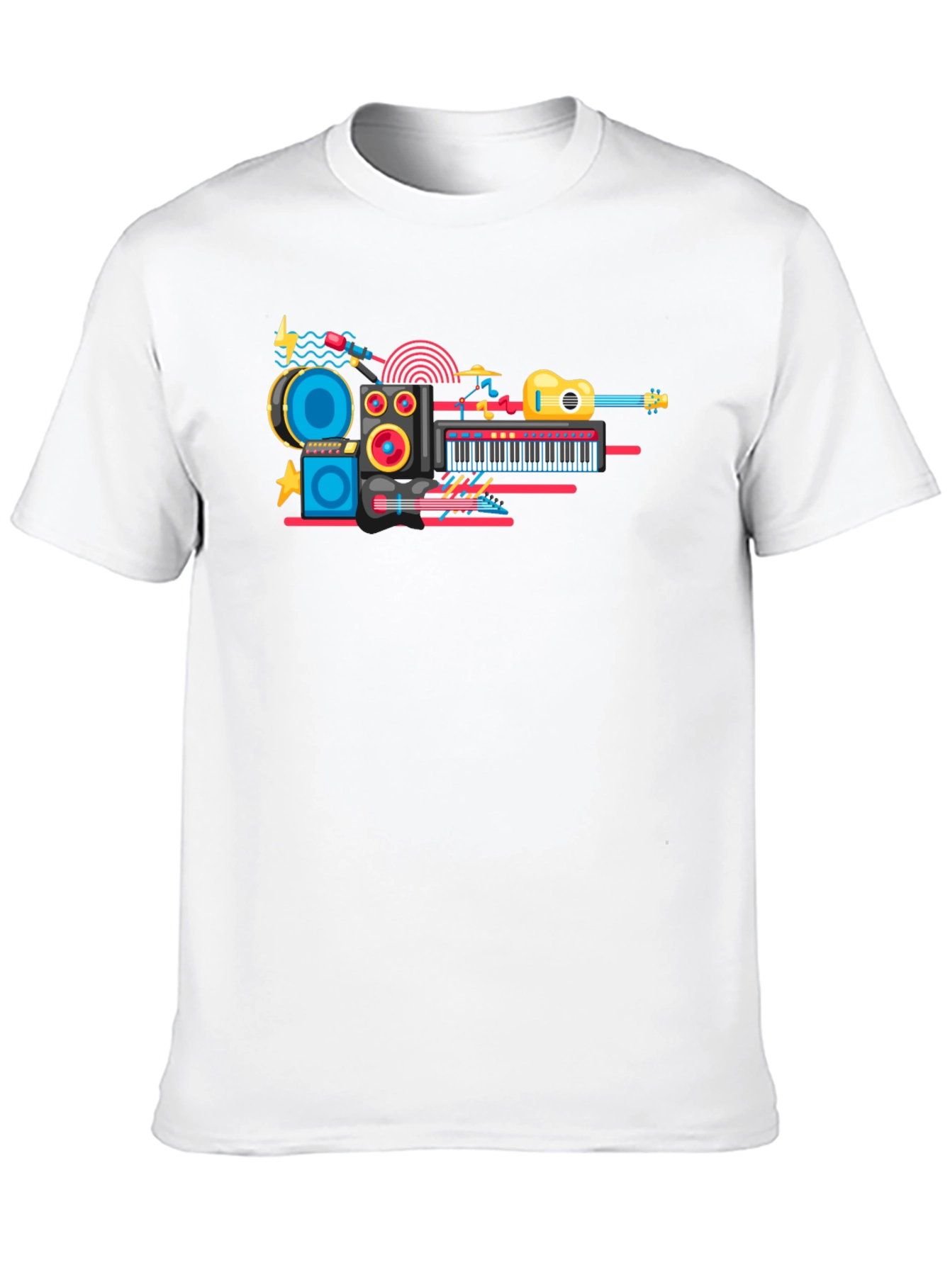 Music Instrument Graphic Print Black T-Shirt