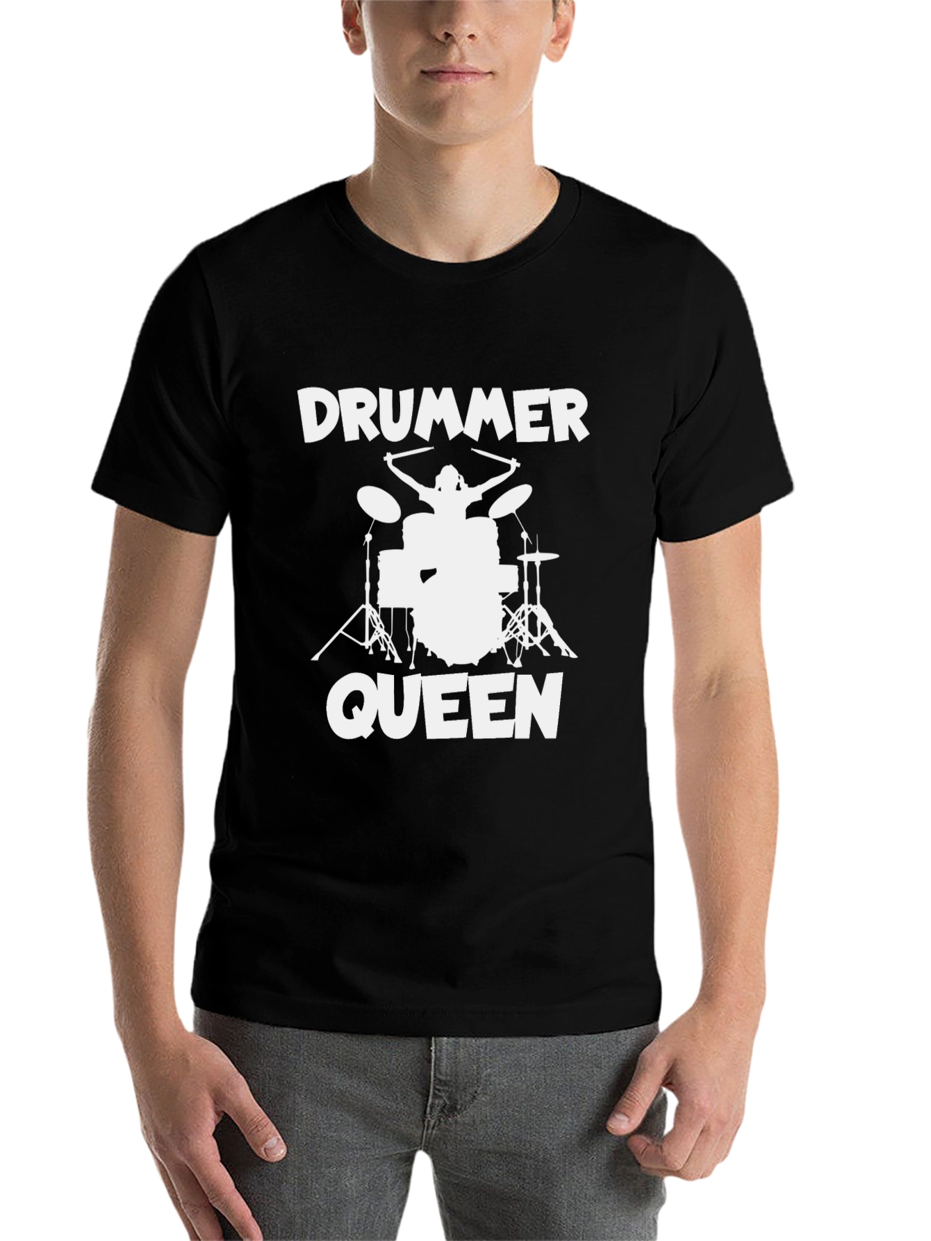Drummer Queen Black T-Shirt - Music Lover Tee