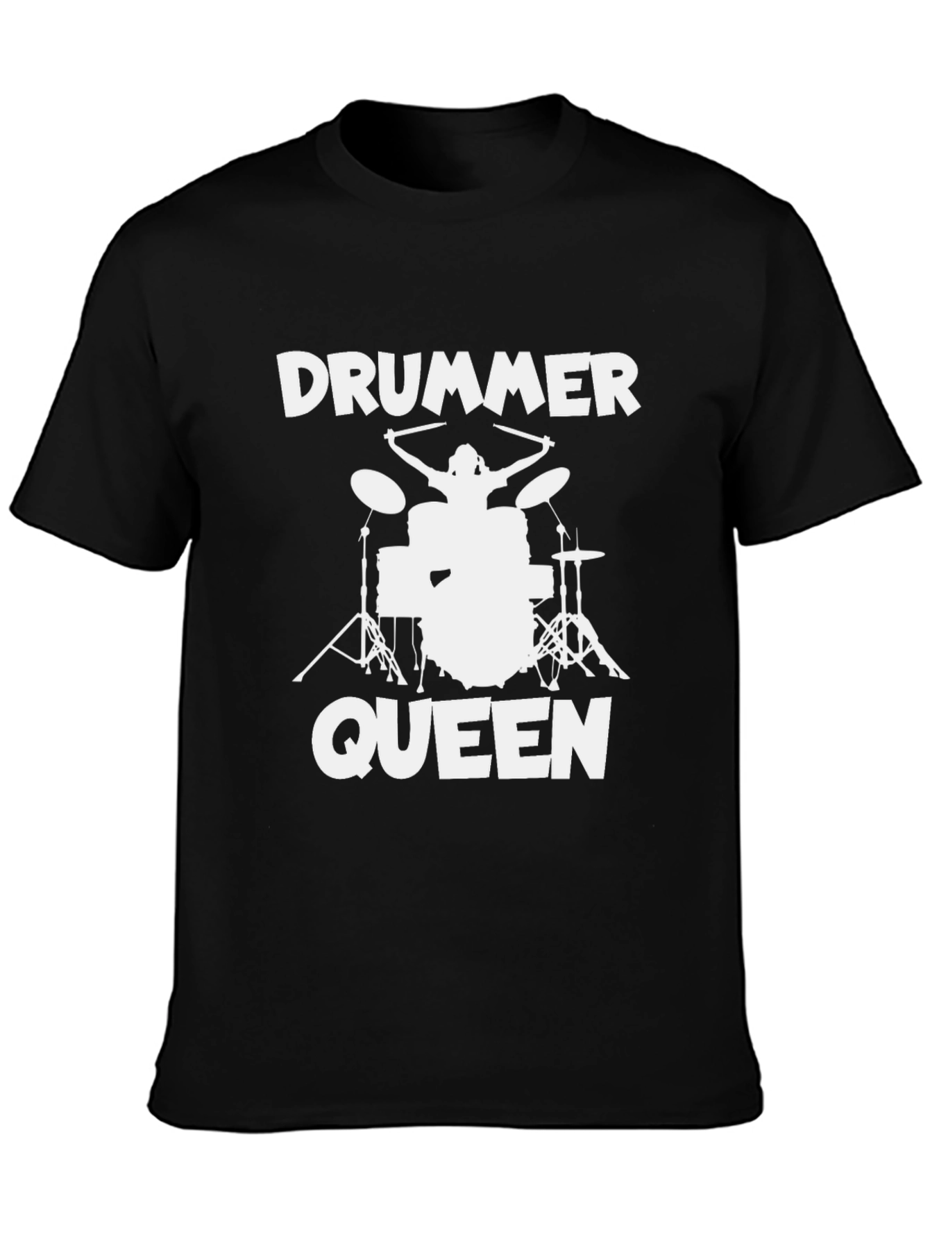 Drummer Queen Black T-Shirt - Music Lover Tee