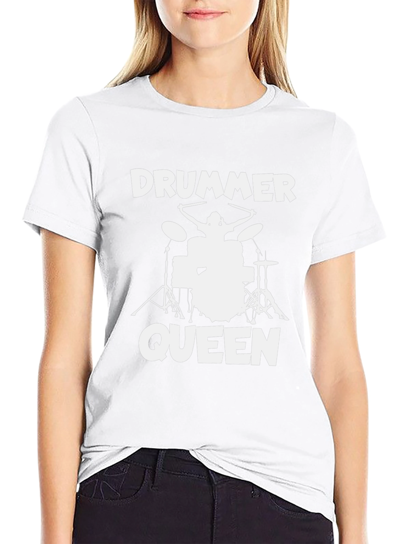 Drummer Queen Black T-Shirt - Music Lover Tee