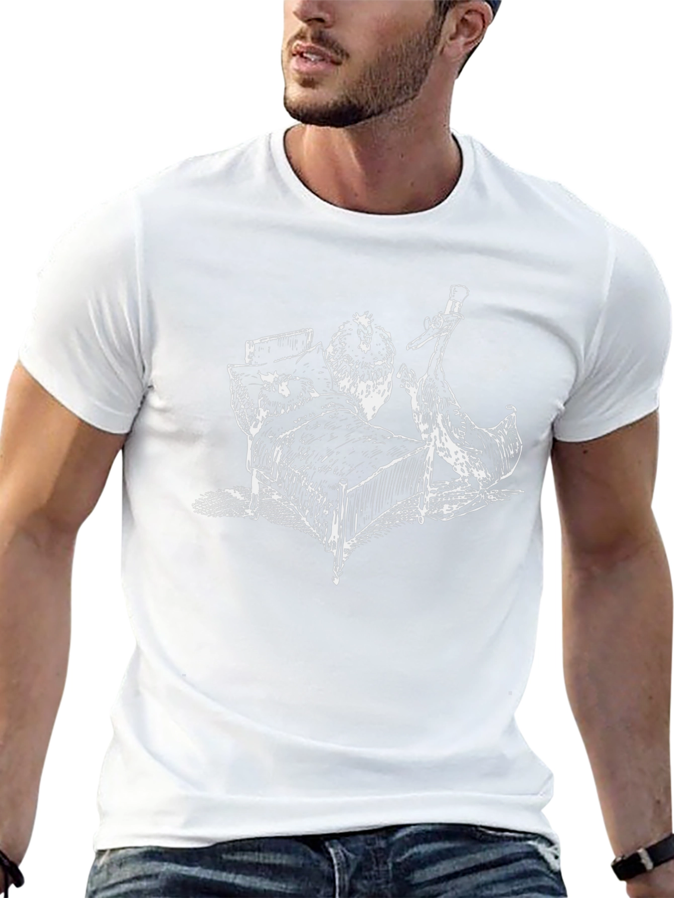 Quirky Chicken in Bed Graphic T-Shirt