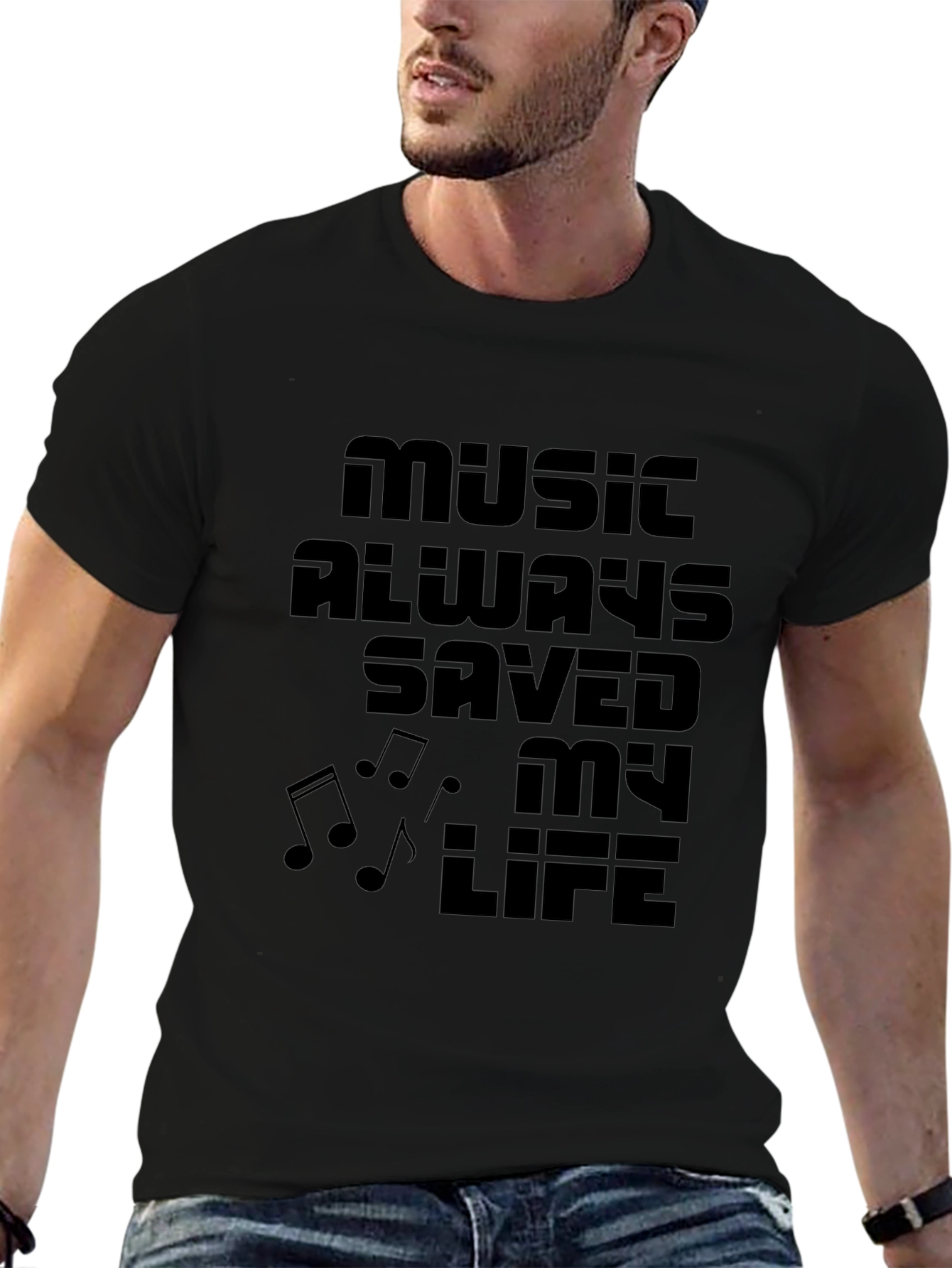 Music Saved My Life T-Shirt - Black Graphic Tee