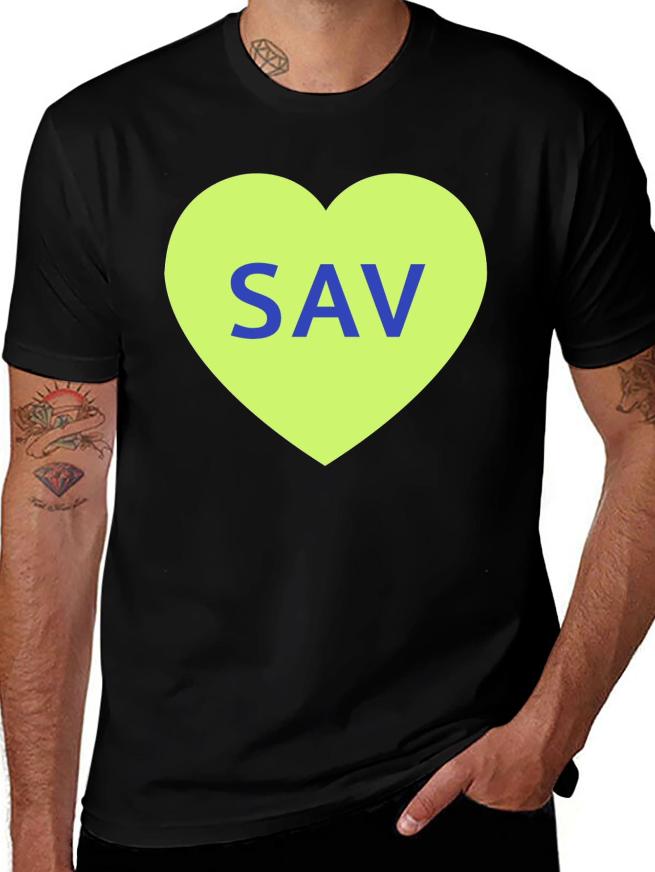 SAV Heart Graphic T-Shirt - Stylish Cotton Tee
