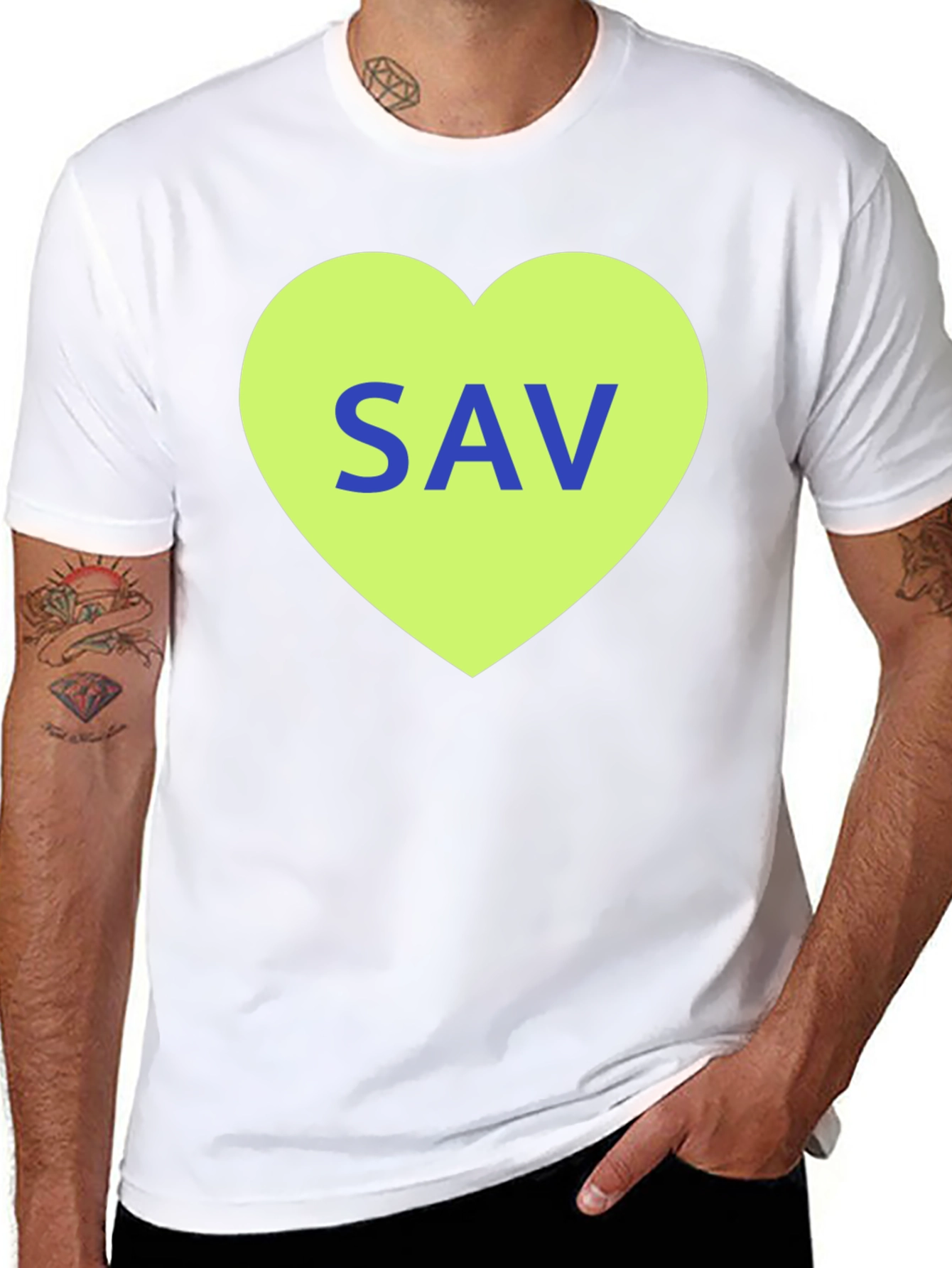 SAV Heart Graphic T-Shirt - Stylish Cotton Tee