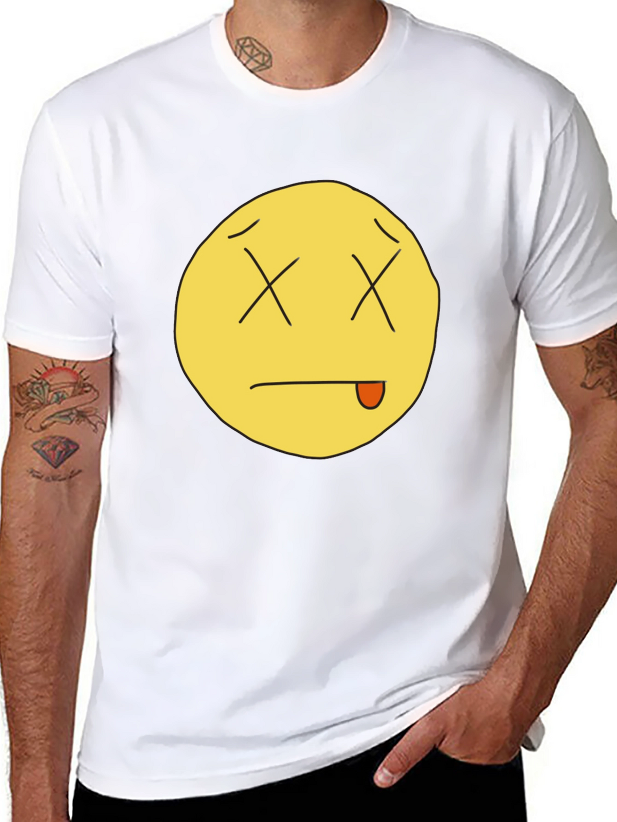 Funny Dead Emoji Black T-Shirt