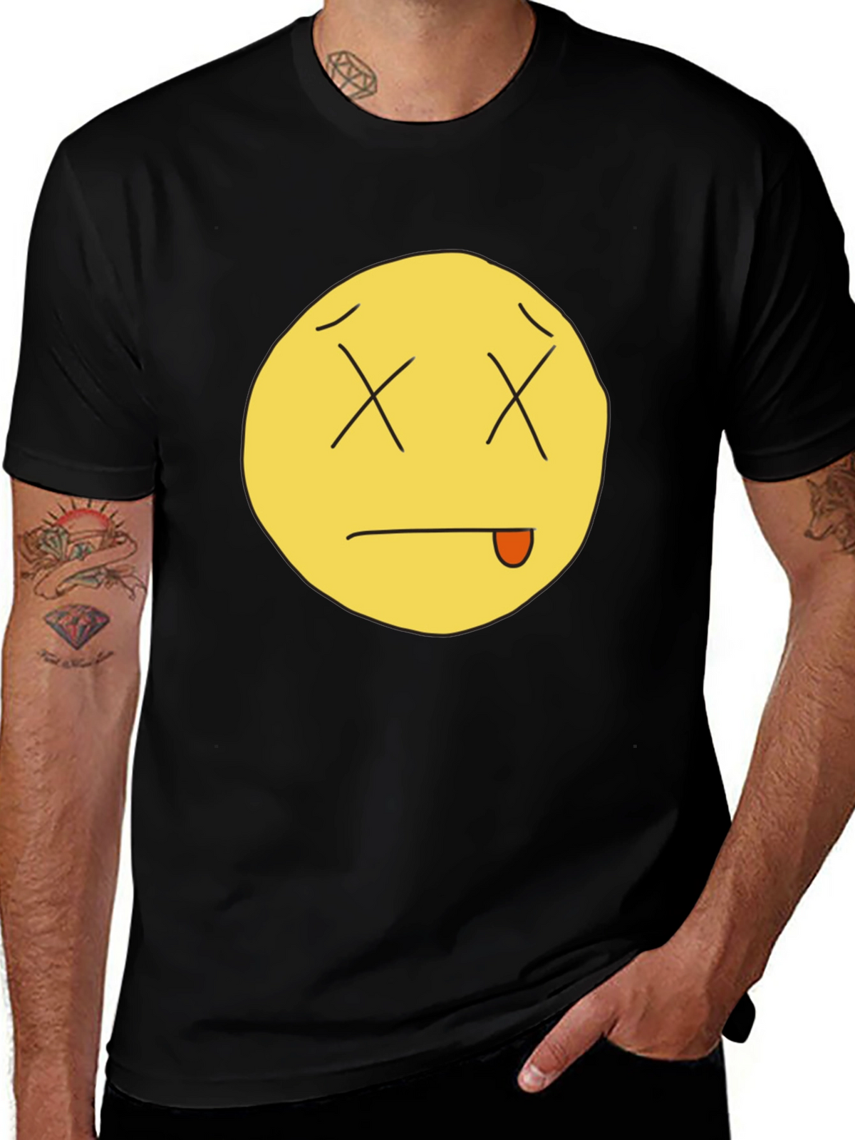 Funny Dead Emoji Black T-Shirt