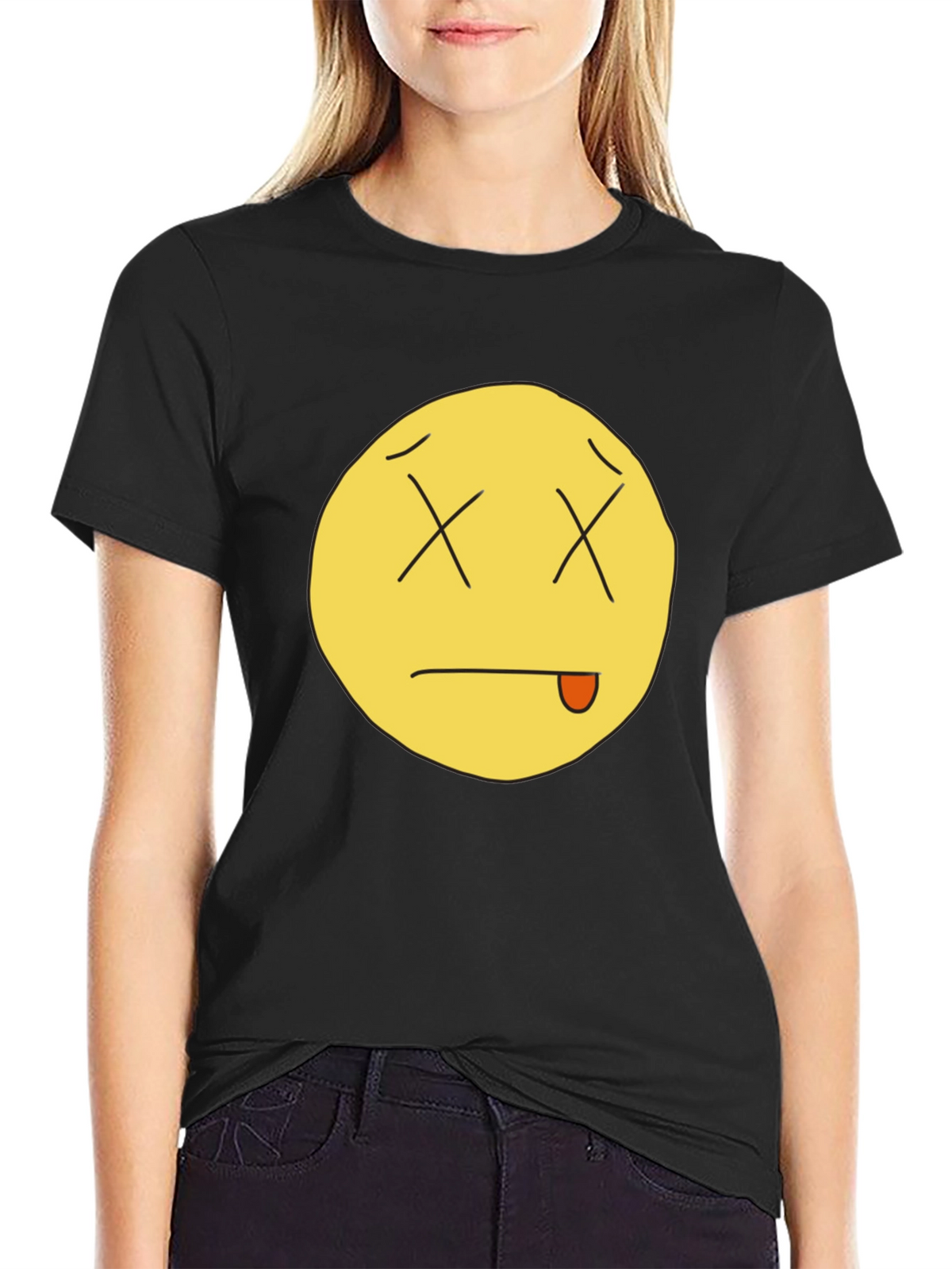 Funny Dead Emoji Black T-Shirt