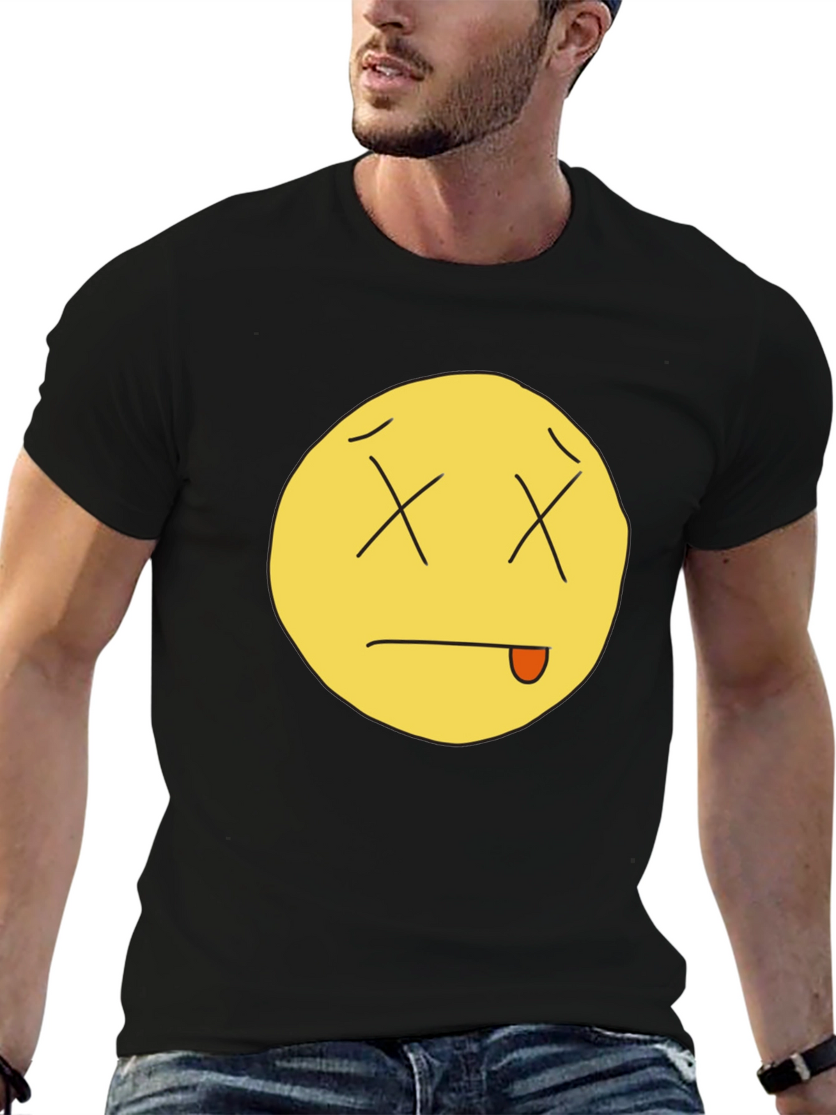 Funny Dead Emoji Black T-Shirt