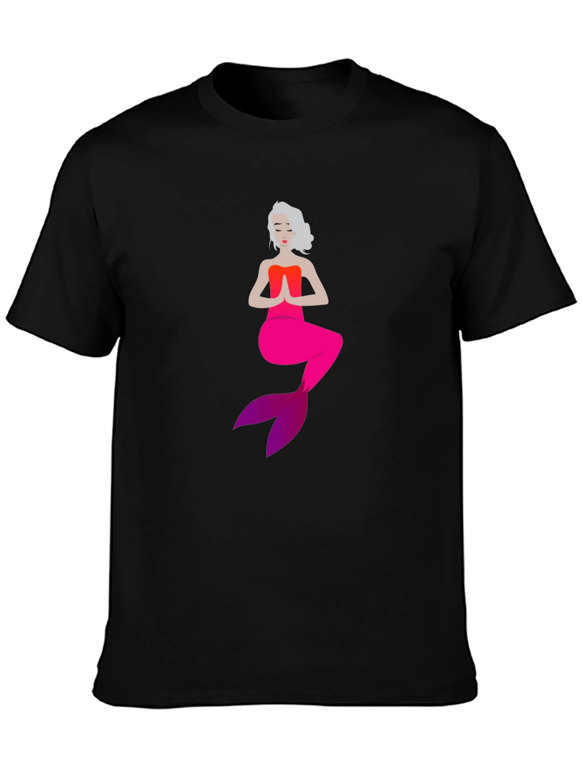 Mermaid in Meditation Black T-Shirt