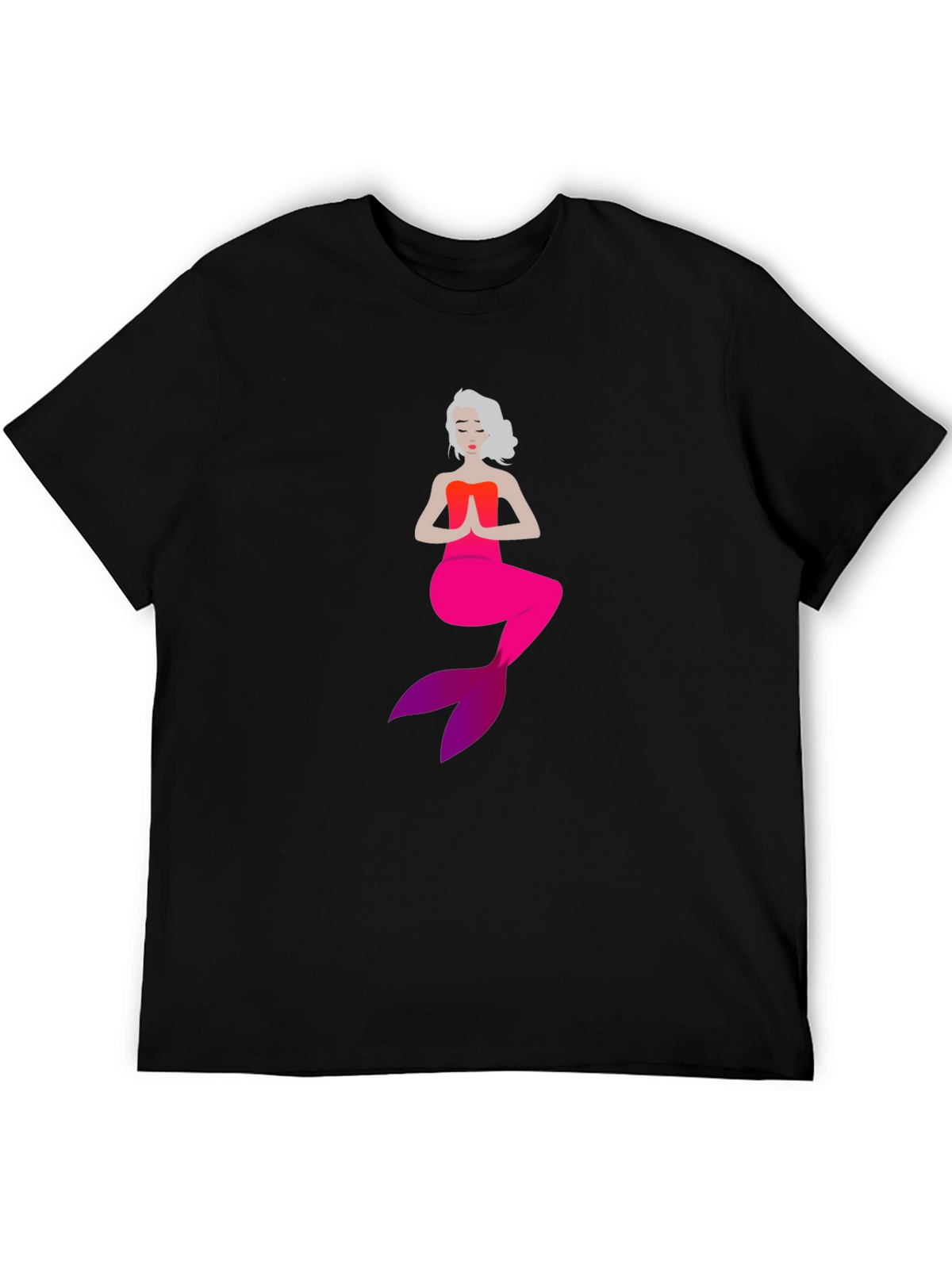 Mermaid in Meditation Black T-Shirt