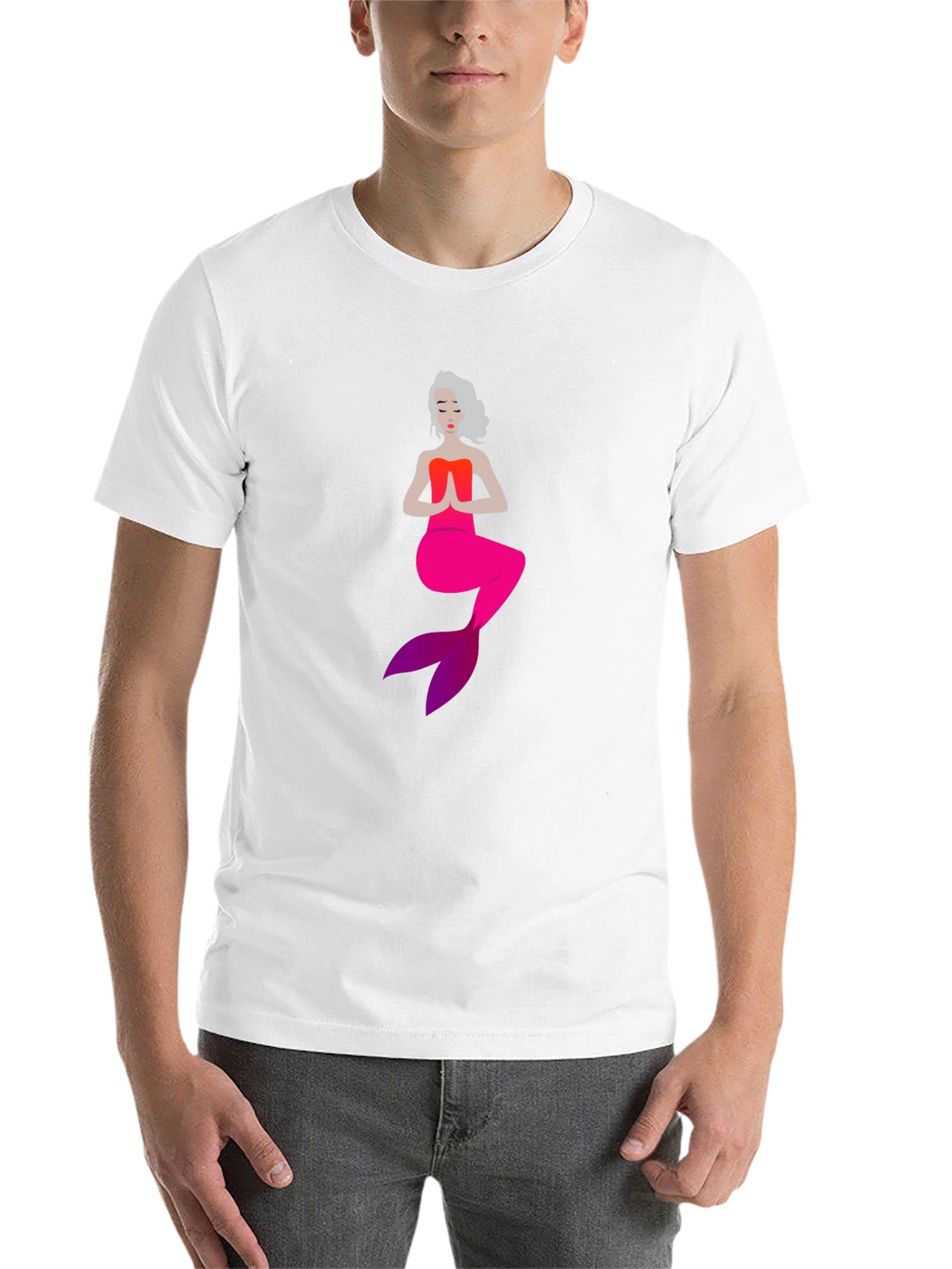 Mermaid in Meditation Black T-Shirt